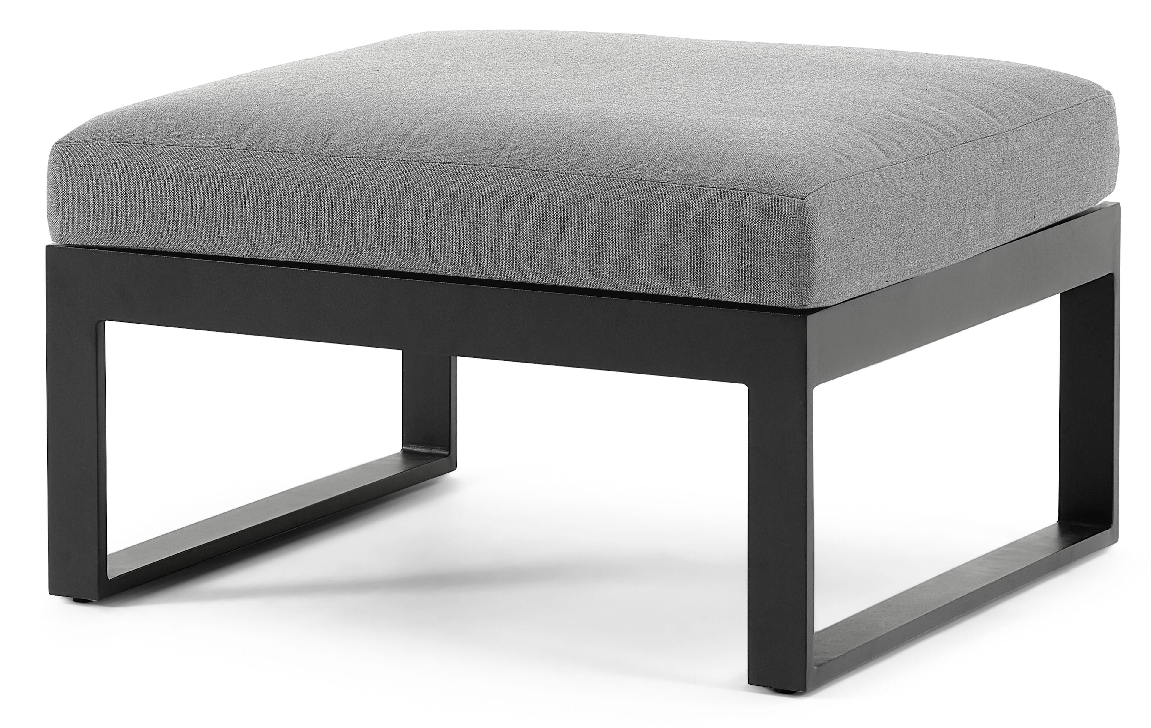 Pouf Caldela en aluminium noir avec coussin en polyester gris