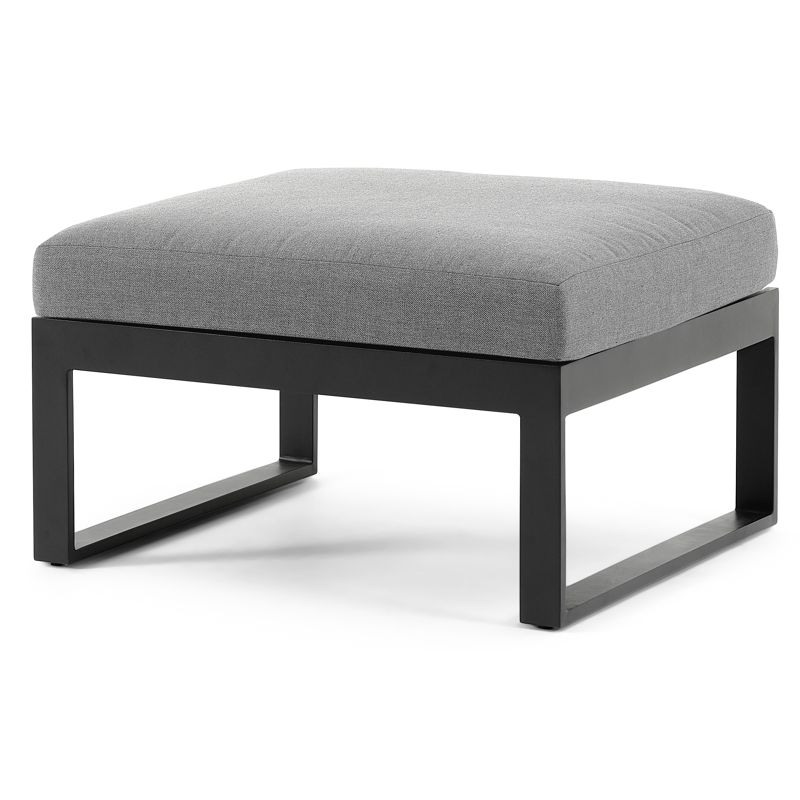 Caldela lounge poef in zwart aluminium met grijs polyester kussen
