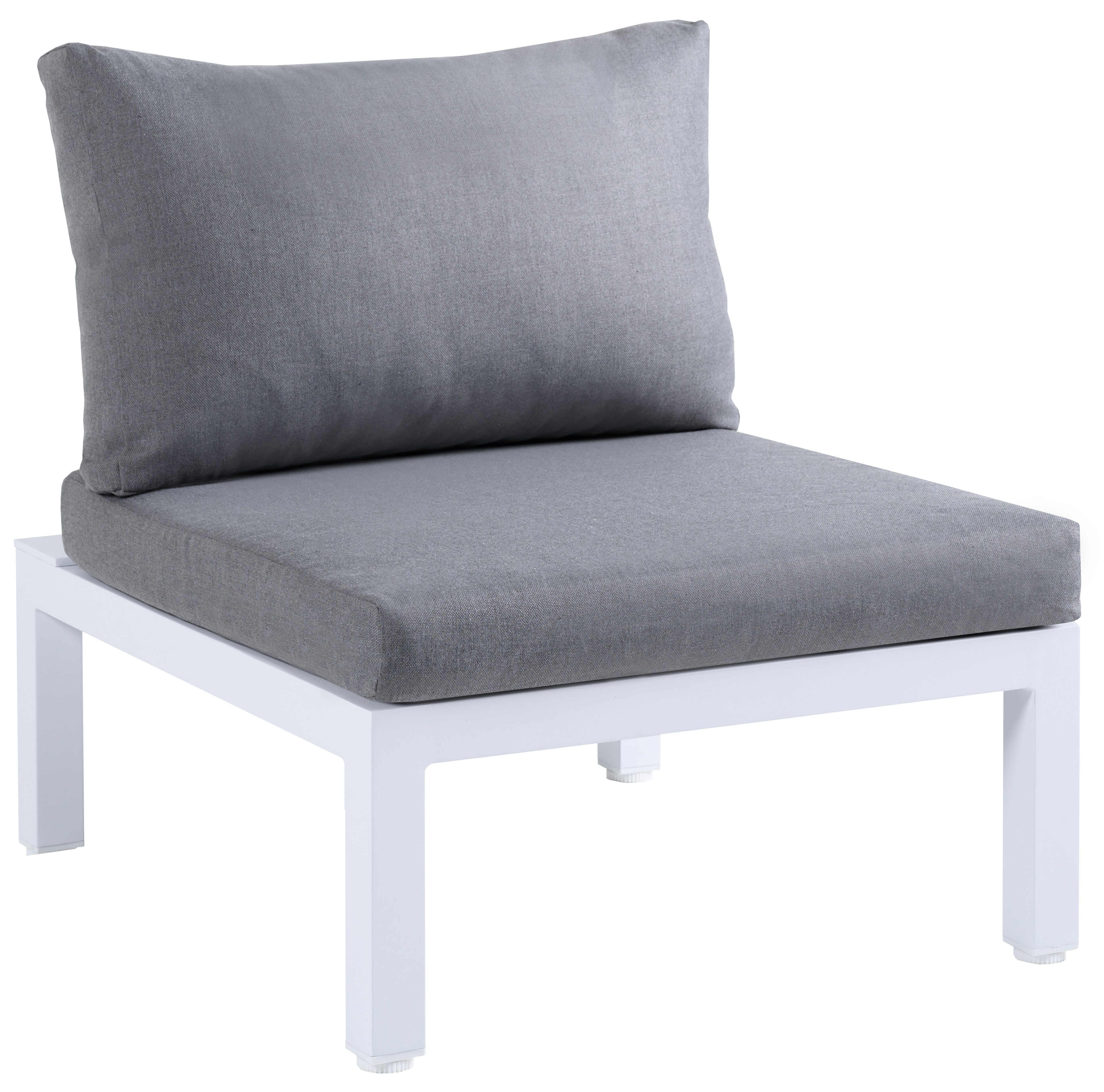 Fauteuil de jardin Toma en aluminium blanc avec coussin en polyester gris