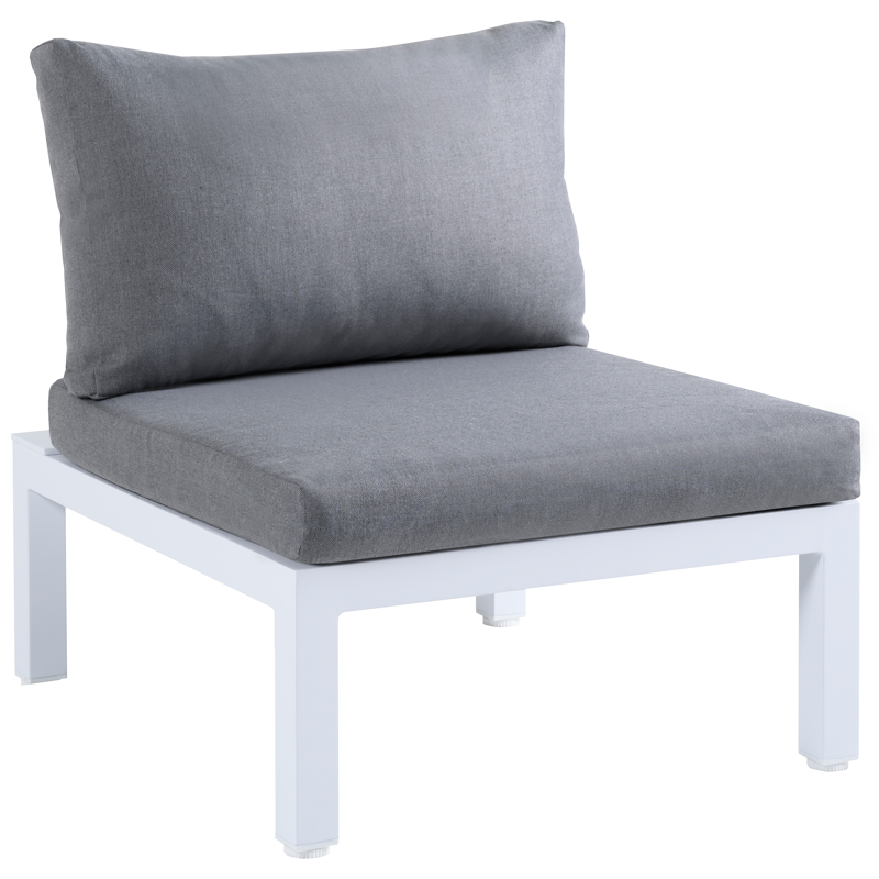 Toma loungezetel 1-zit in wit aluminium met grijs polyester kussen
