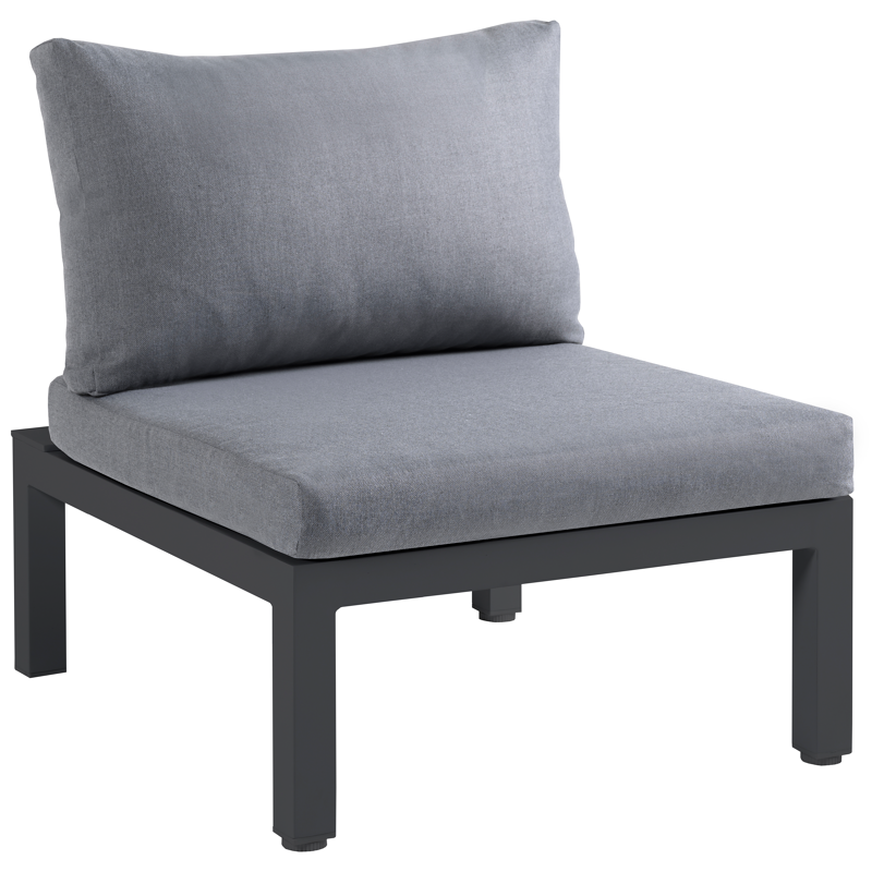 Toma loungezetel 1-zit in zwart aluminium met grijs polyester kussen