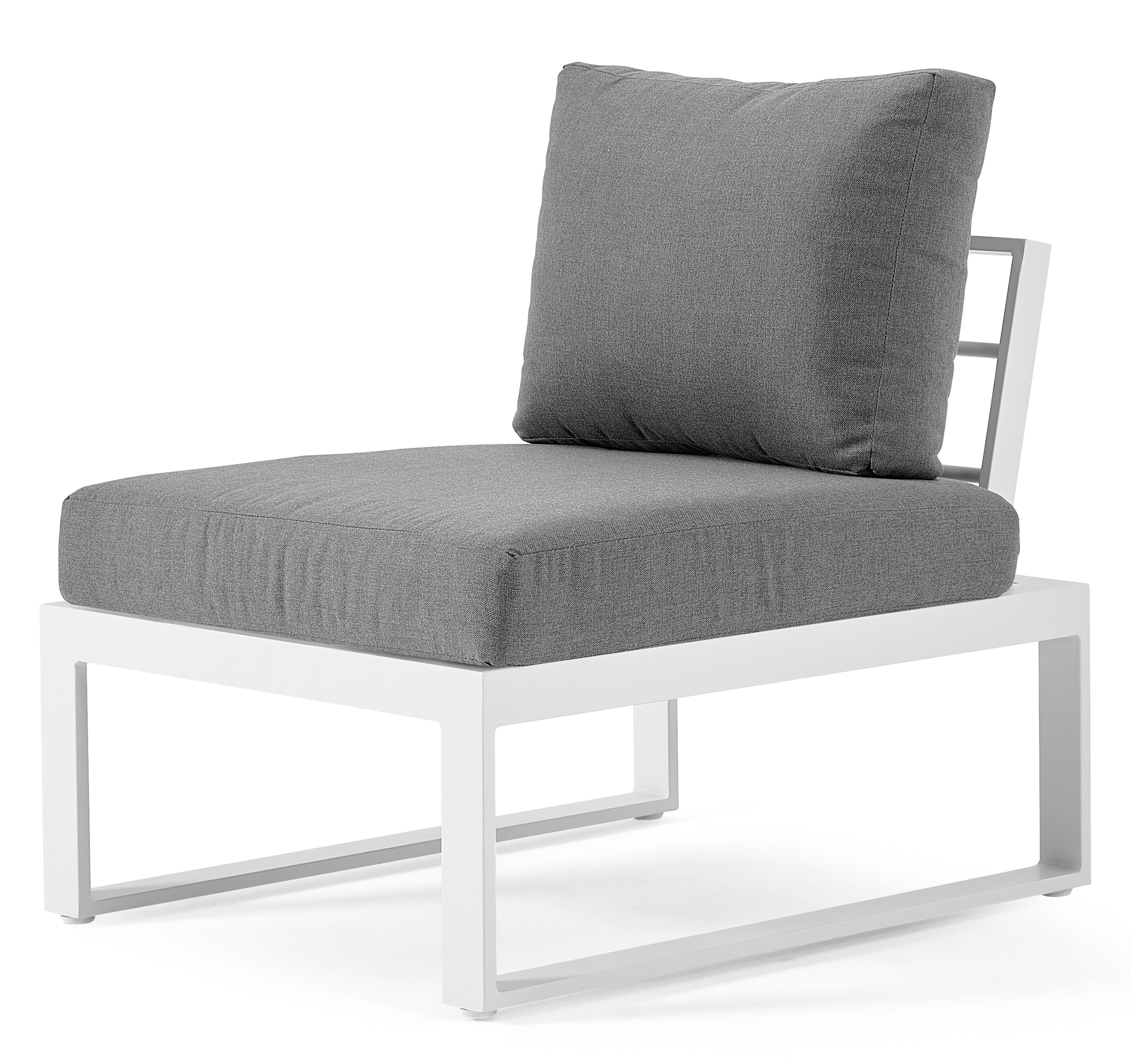 Fauteuil de jardinSerado pièce intermédiaire en aluminium blanc avec coussin en polyester gris