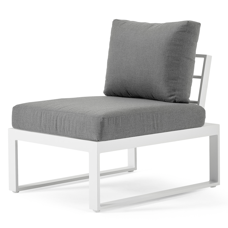 Fauteuil de jardinSerado pièce intermédiaire en aluminium blanc avec coussin en polyester gris