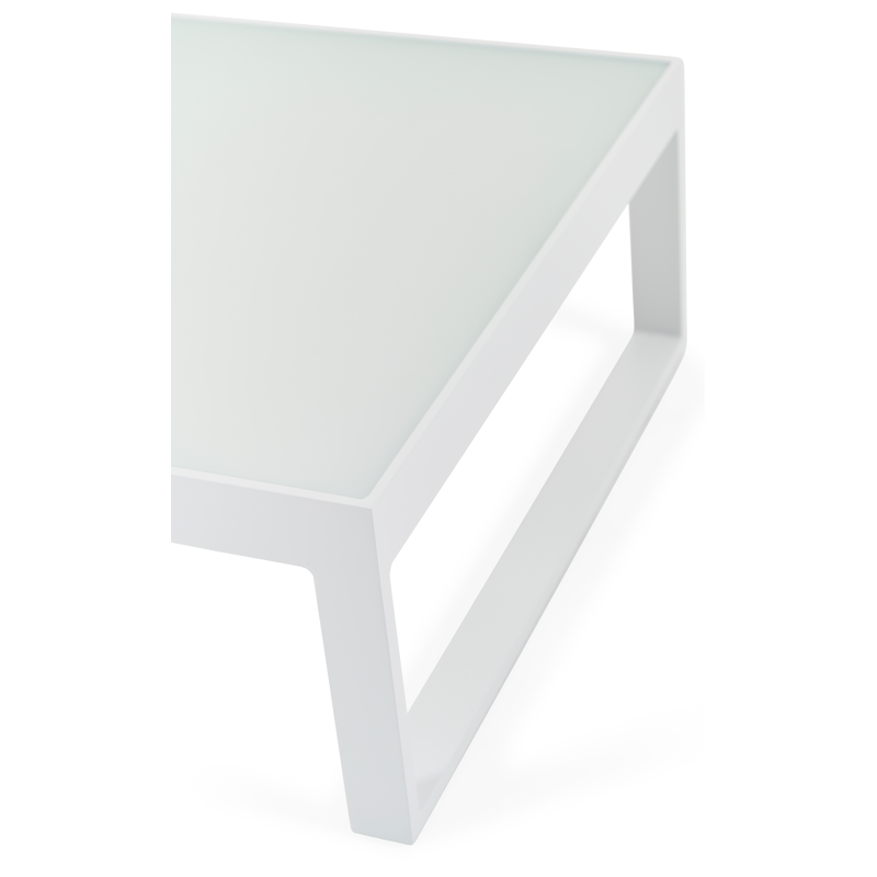 Caldela loungehoek in wit aluminium met grijs polyester kussens en loungetafel