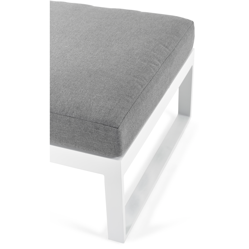 Caldela poef in wit aluminium met grijs polyester kussen