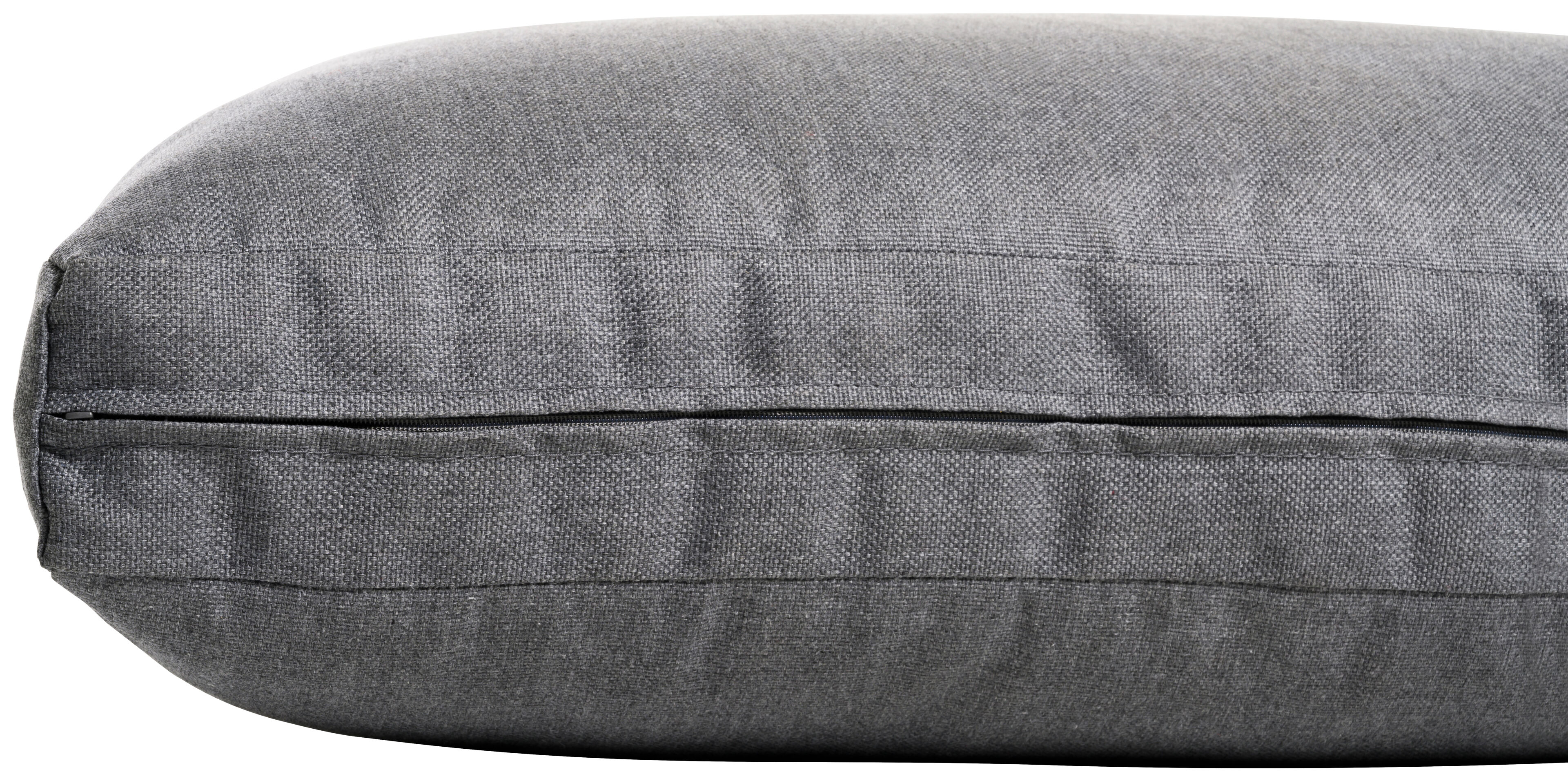 Fauteuil de jardin Toma en aluminium noir avec coussin en polyester gris