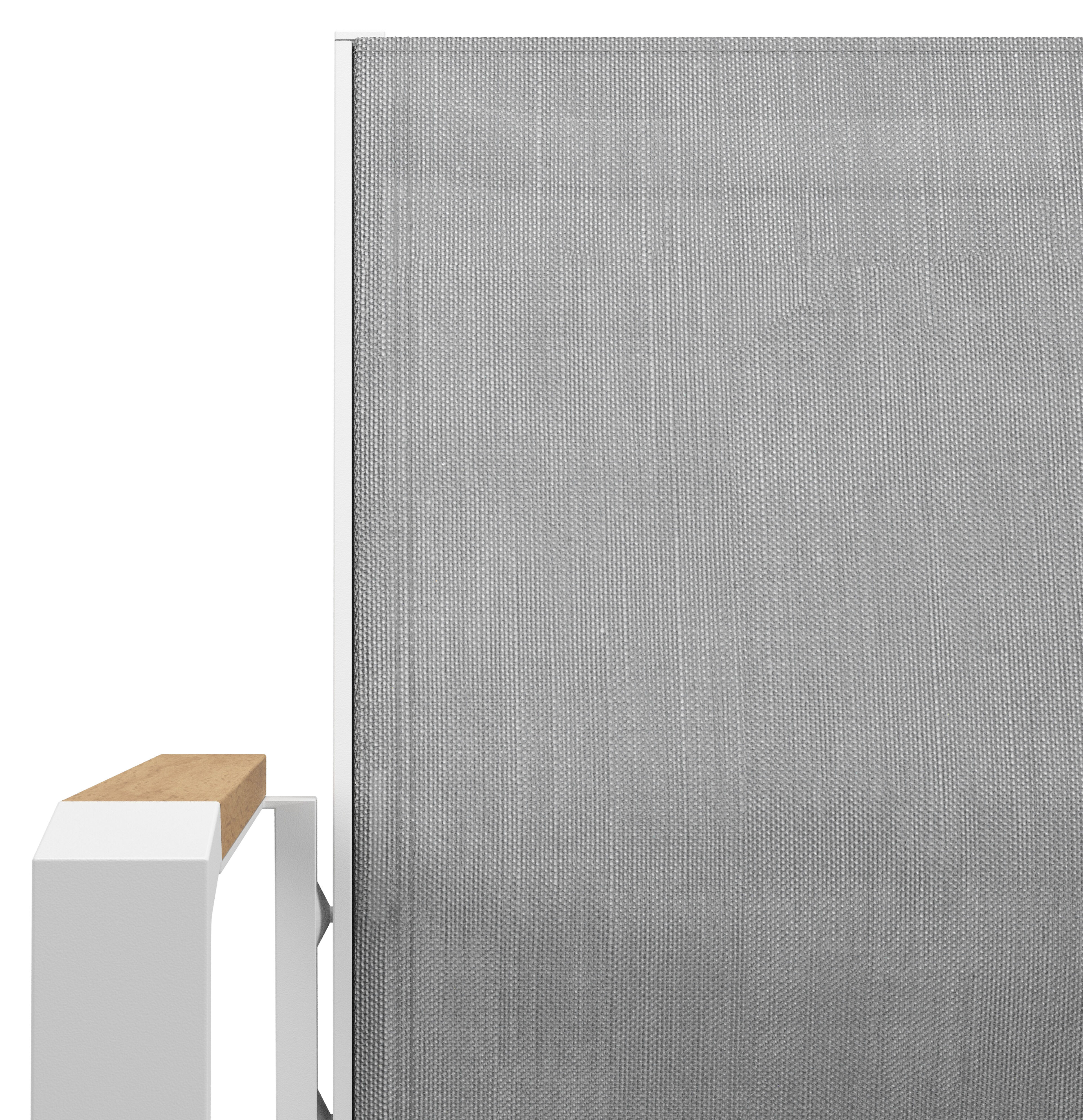 Tora tuinset in wit aluminium en naturel polywood tafelblad met 4 stapelbare Bahia tuinstoelen
