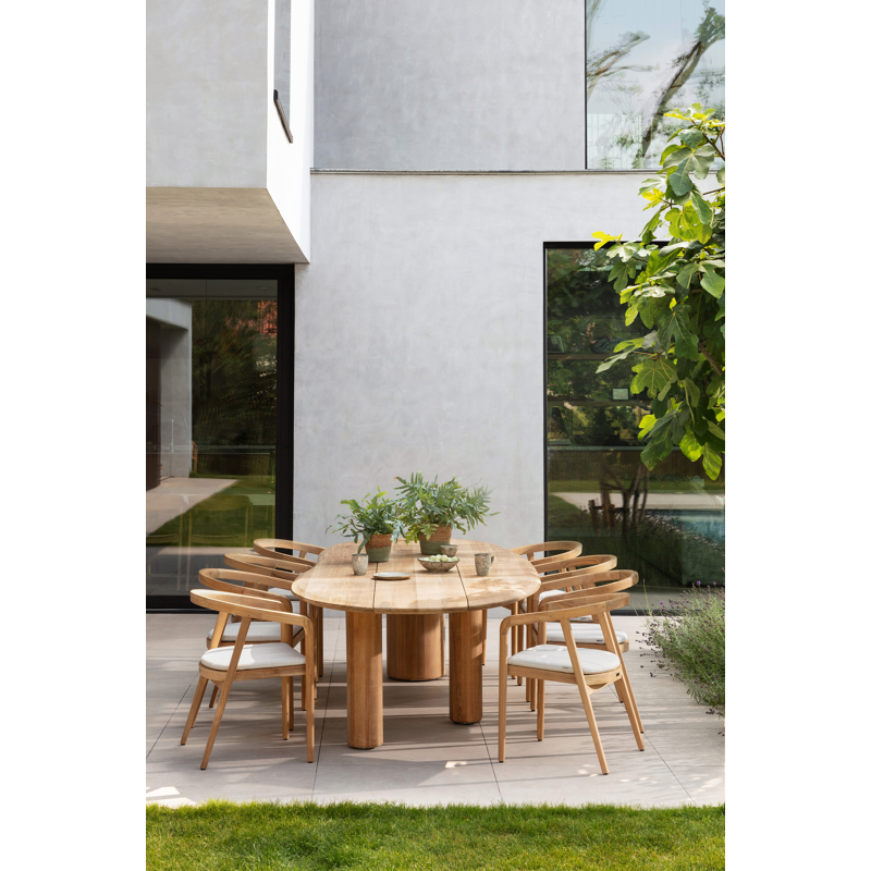 Lacrima teak stoelkussen in all weather sunbrella® luxe lopi marble
