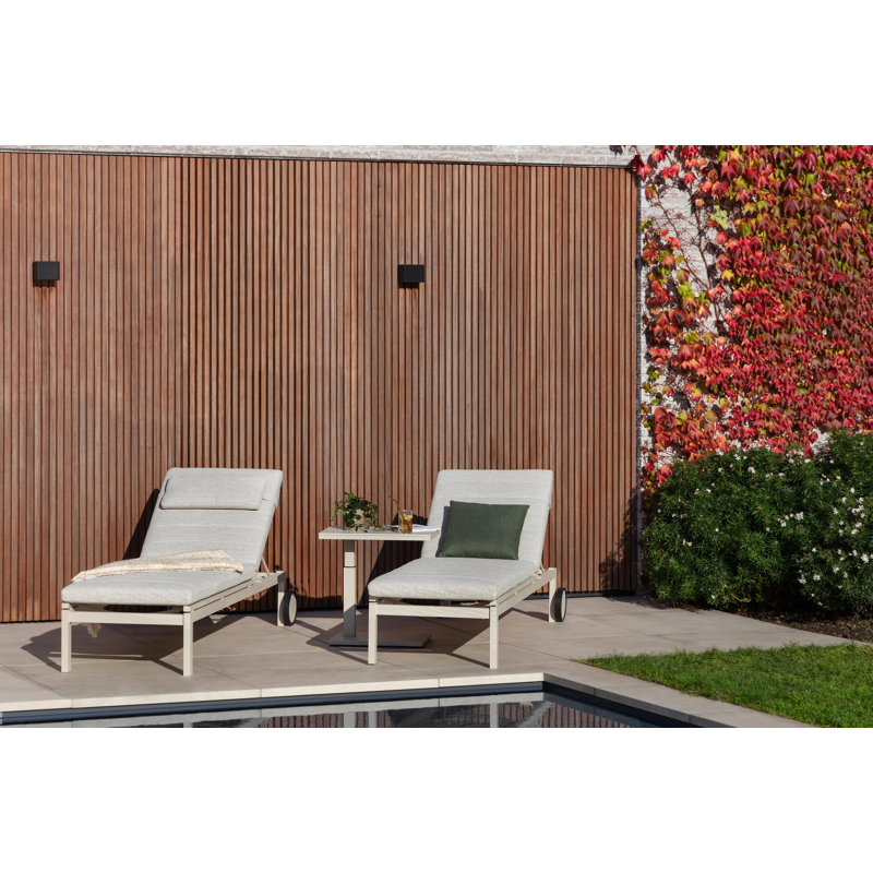 Talana bijzettafel in beige aluminium met sintered stone crema minerale - L 60 x B 40 x H 67,50 cm