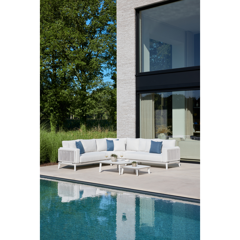 Mosa loungetafel in wit aluminium - L 85 x B 85 x H 30 cm