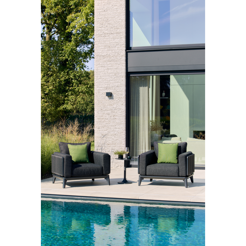 Table d'appoint Litta en aluminium noir - Diam. 43 x Haut. 50 cm