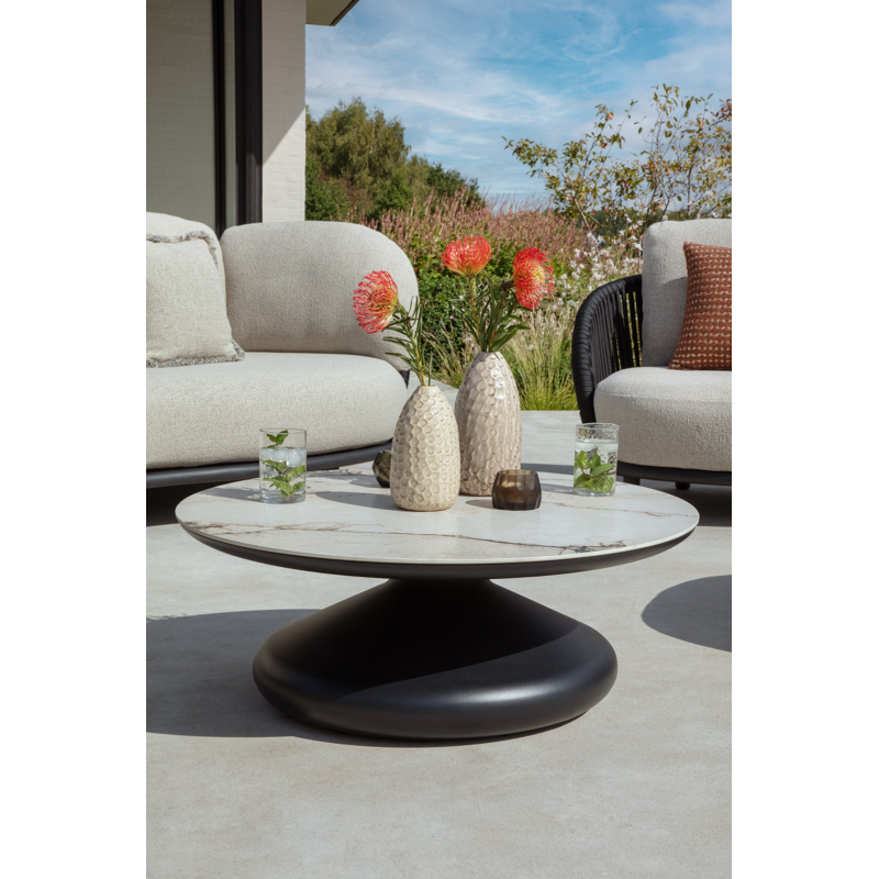 Table d'appoint Bomero en aluminium noir - Diam. 34 x Haut. 46 cm
