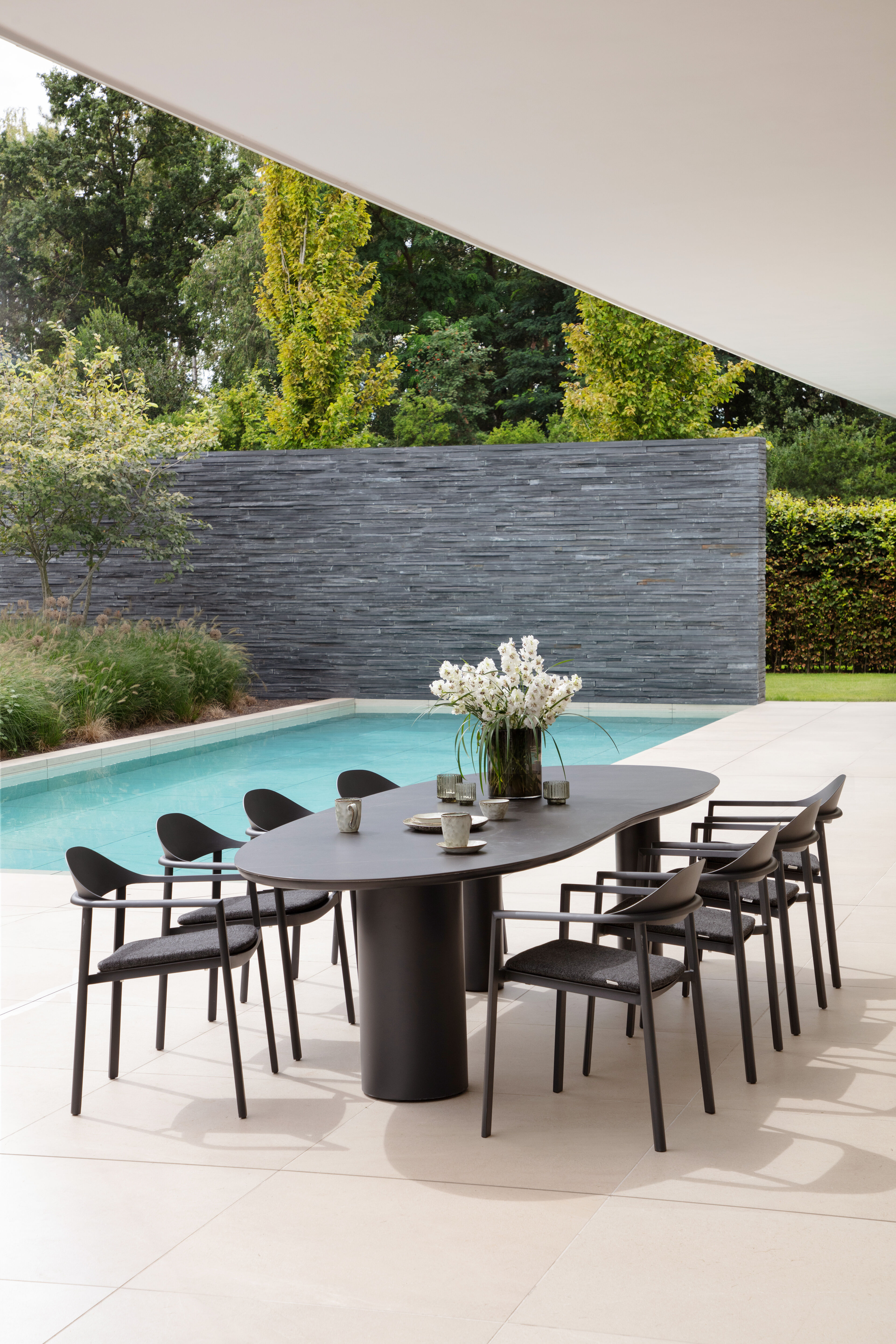 Chaise de jardin empilable Fano (Piemonte) en aluminium noir