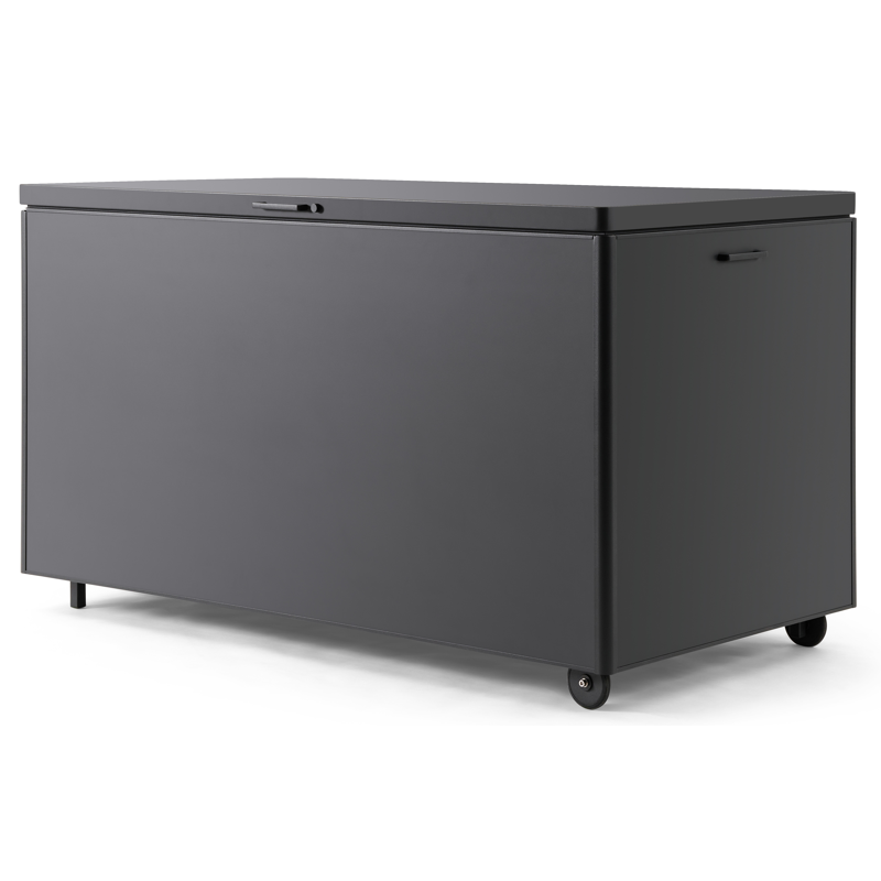 boîte de rangement de jardin aluminium noir Larg. 164 x Prof. 84 x H 99 cm