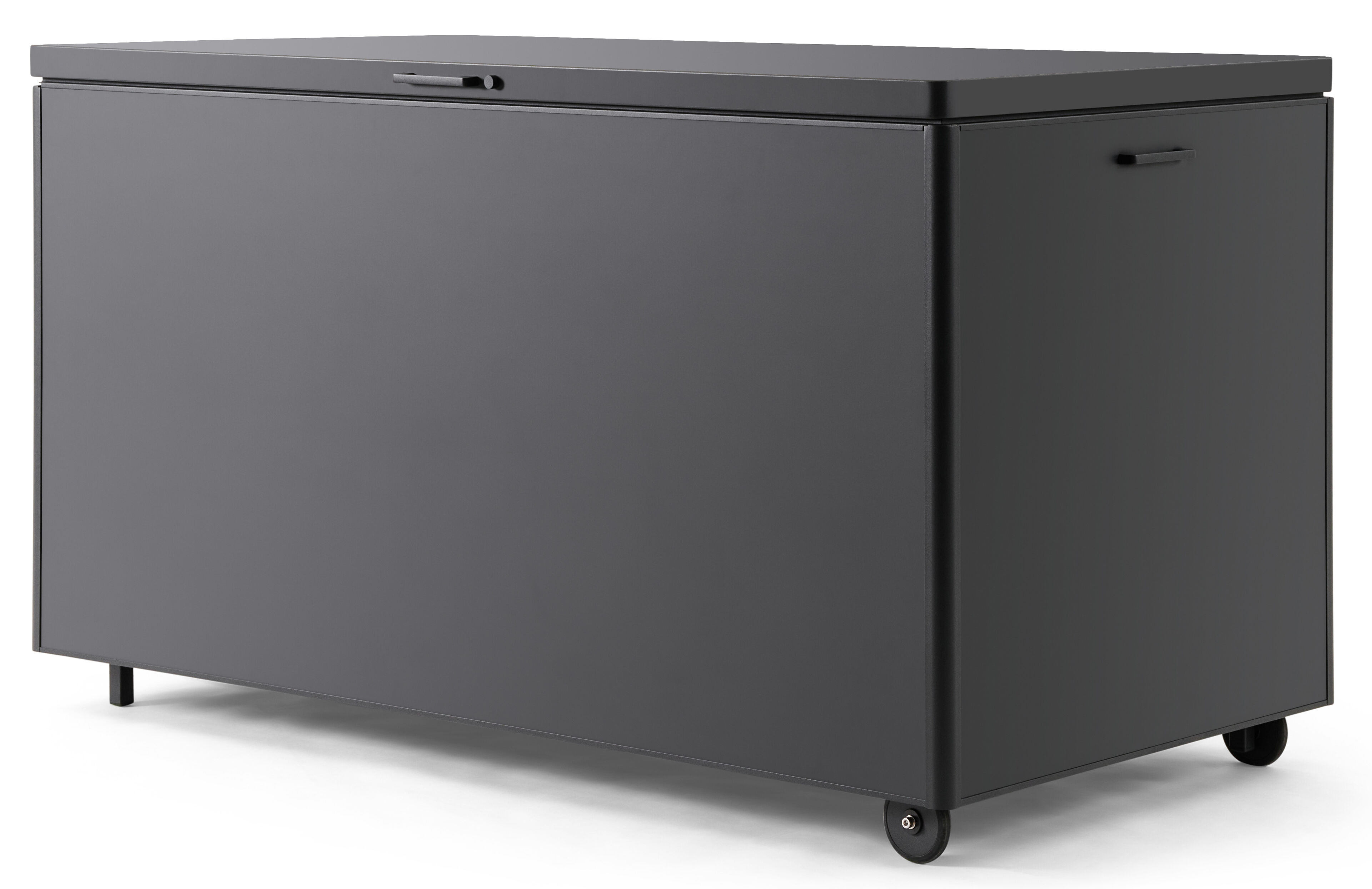 boîte de rangement de jardin aluminium noir Larg. 164 x Prof. 84 x H 99 cm