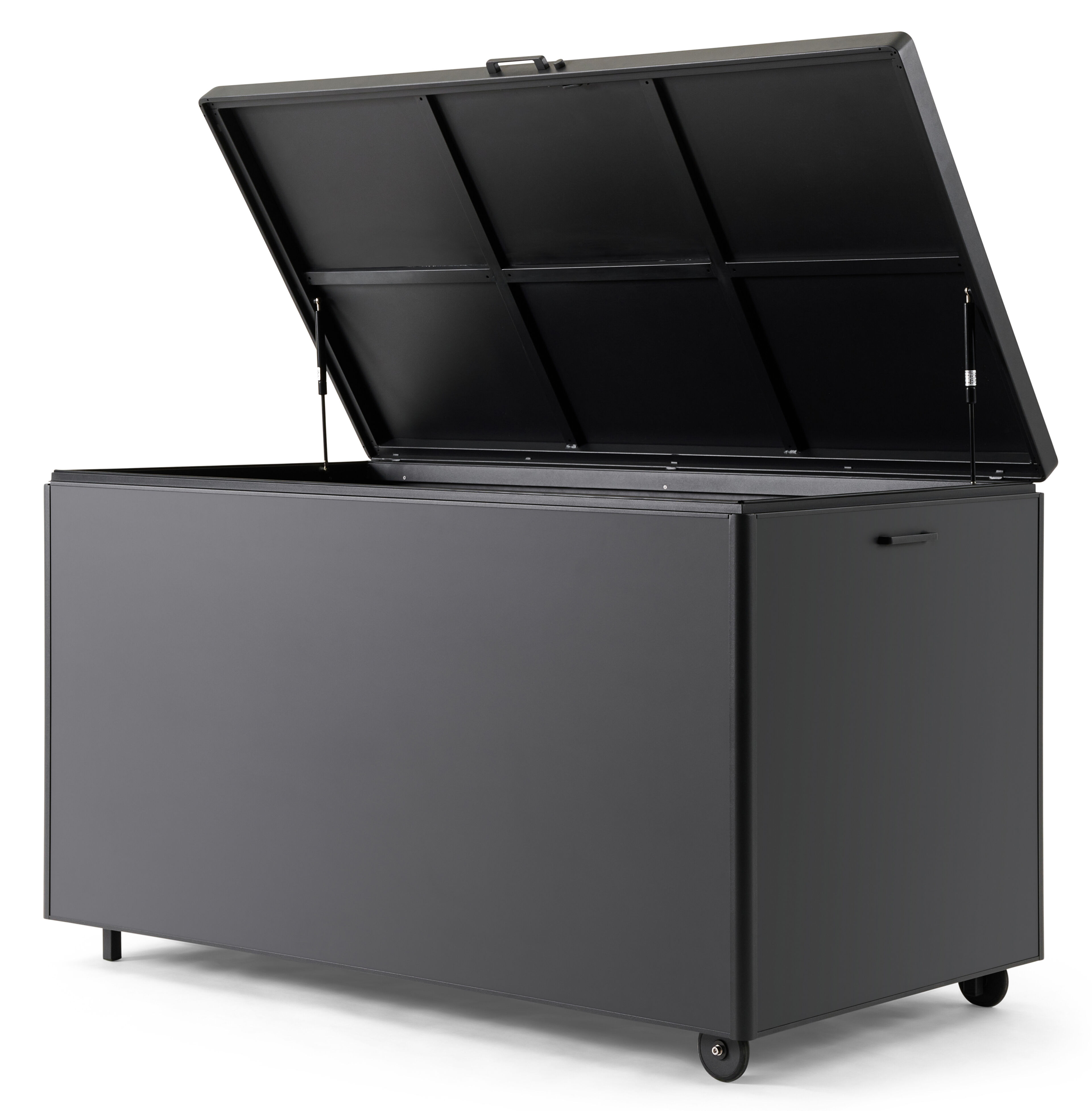 boîte de rangement de jardin aluminium noir Larg. 164 x Prof. 84 x H 99 cm