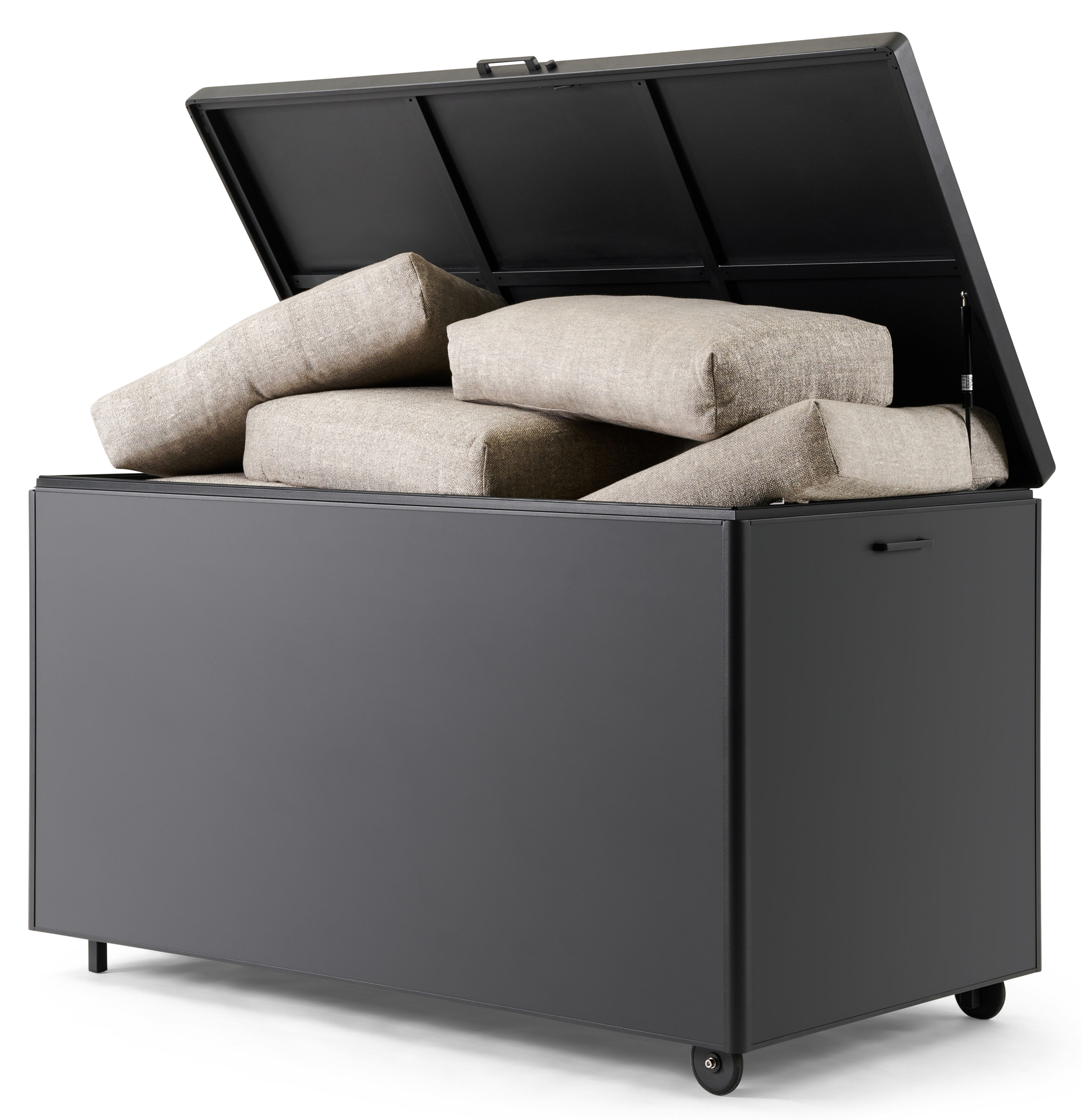boîte de rangement de jardin aluminium noir Larg. 164 x Prof. 84 x H 99 cm