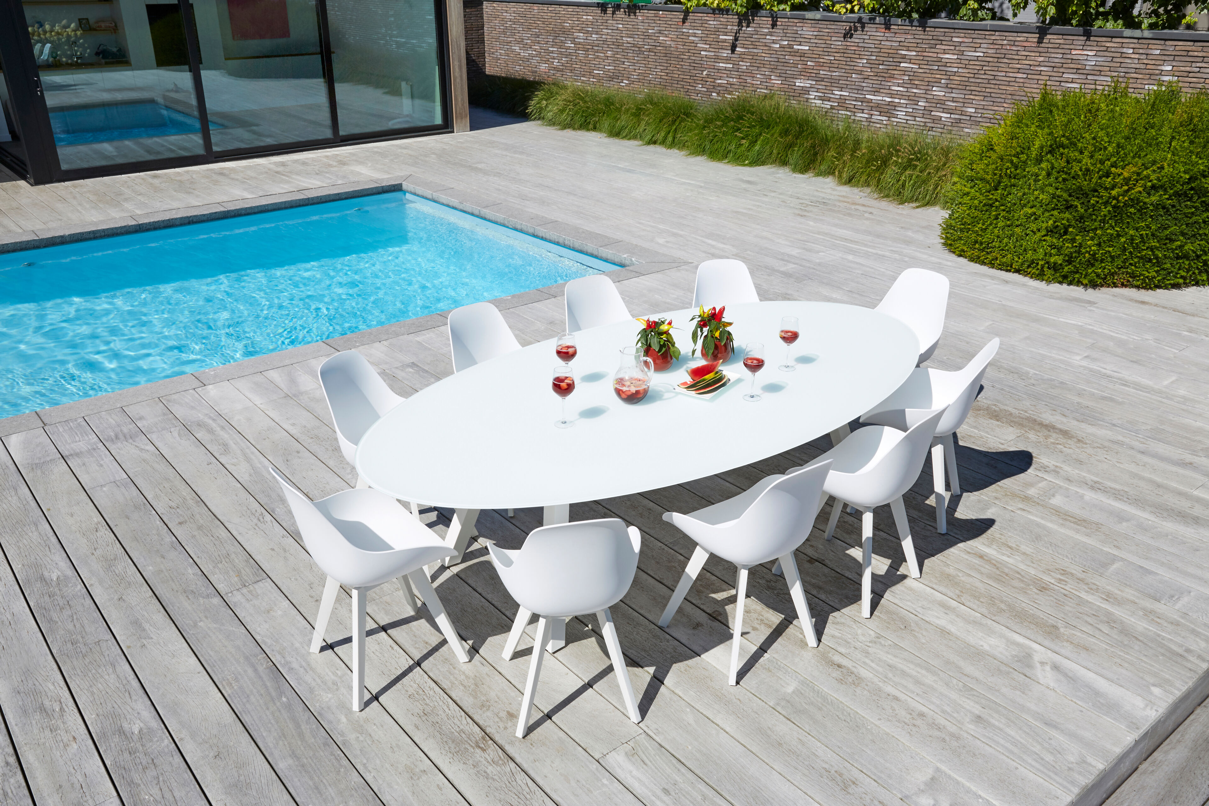 Mesa tuinstoel in wit aluminium en wit kunststof