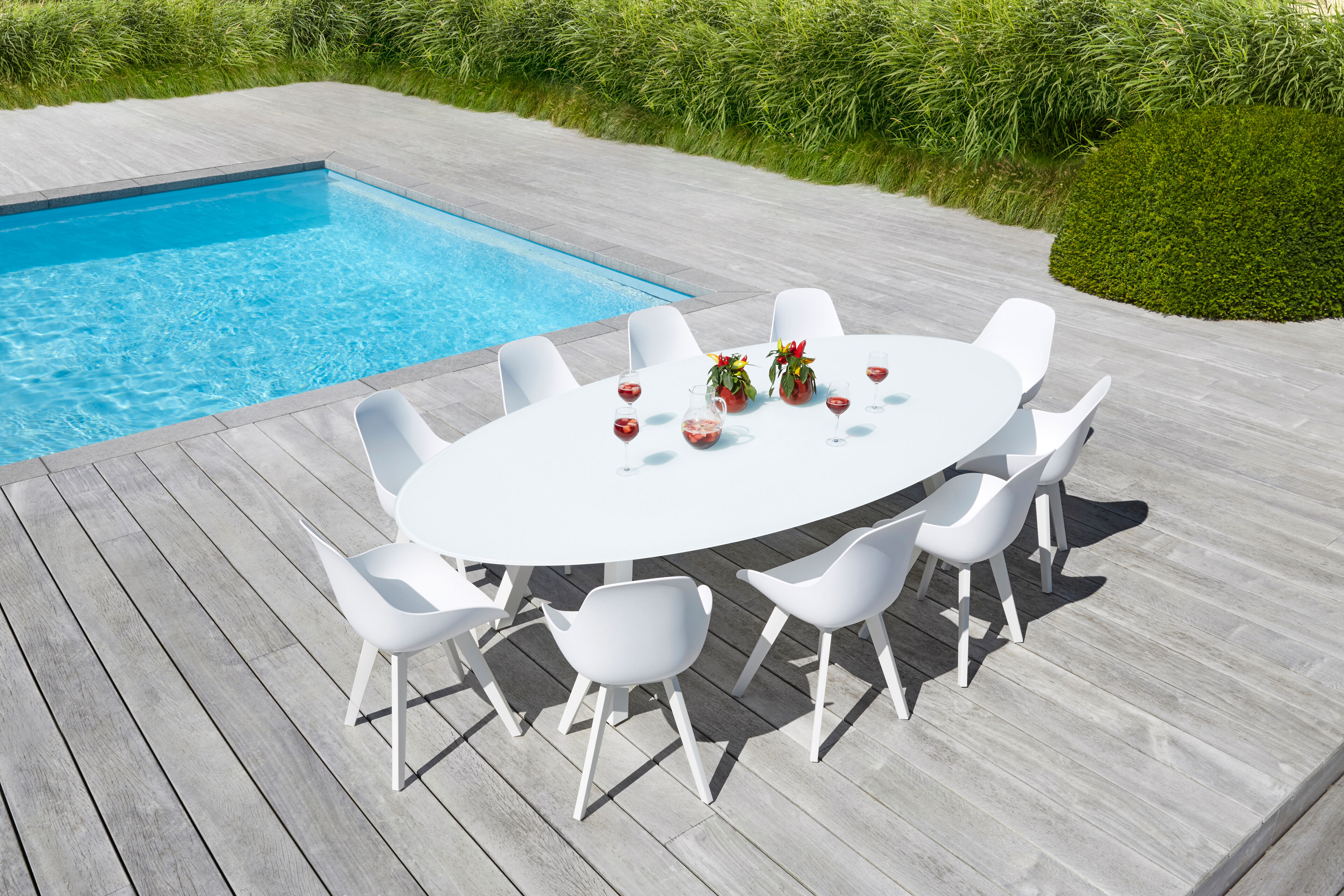 Mesa tuinstoel in wit aluminium en wit kunststof