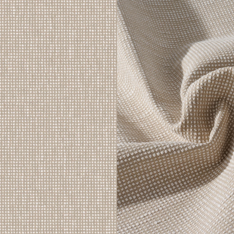 Canapé de jardin Orso en aluminium beige en corde ronde tissée verticalement beige et coussins en all weather sunbrella® luxe Slow Farafra