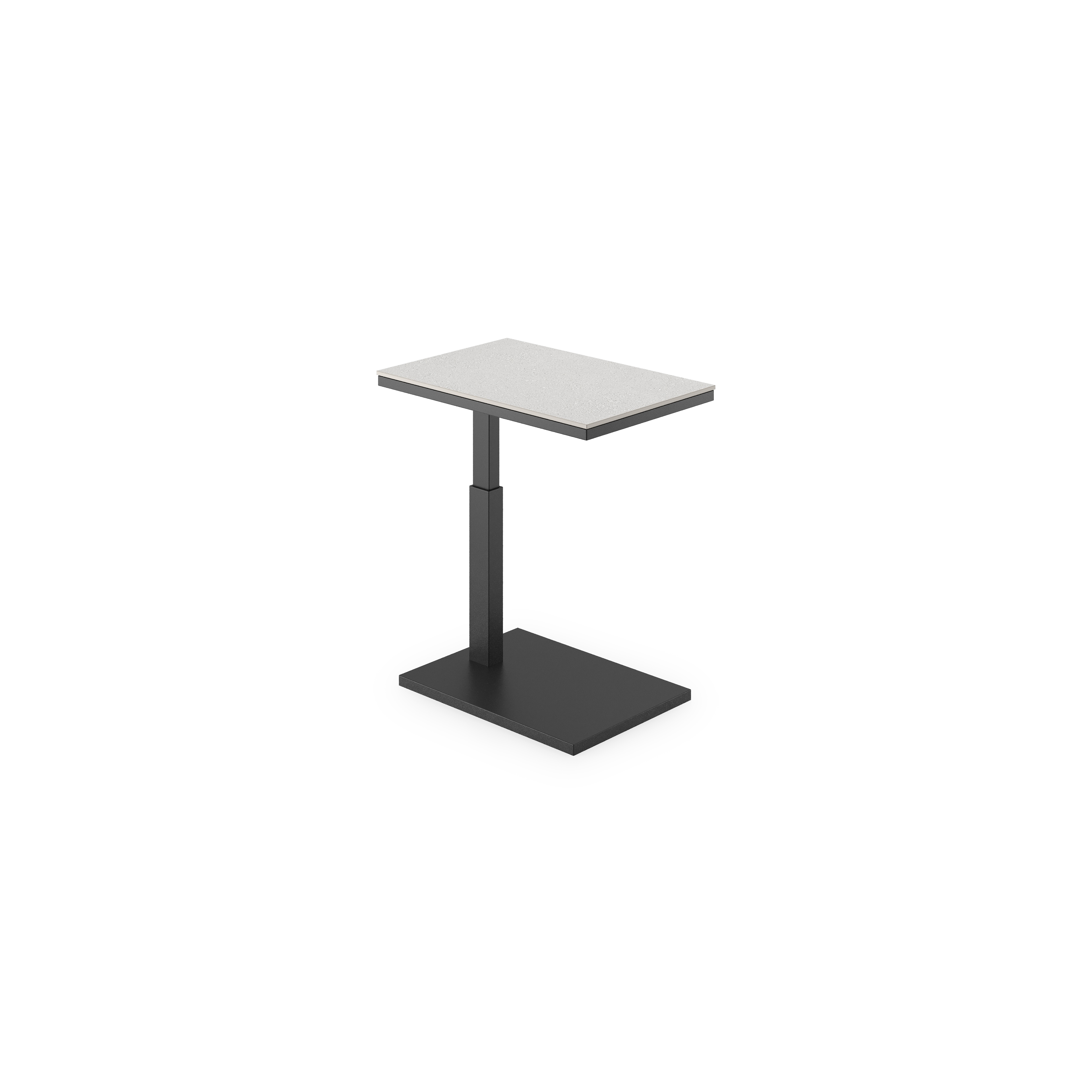 Table d'appoint Talana en aluminium noir et céramique pleine gris - Lg. 60 x Lrg. 40 x Haut. 47/67,50