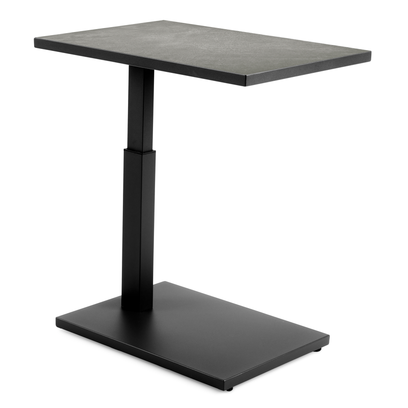 Talana bijzettafel in zwart aluminium en grijs volkeramiek - L 60 x B 40 x H 47/67,50