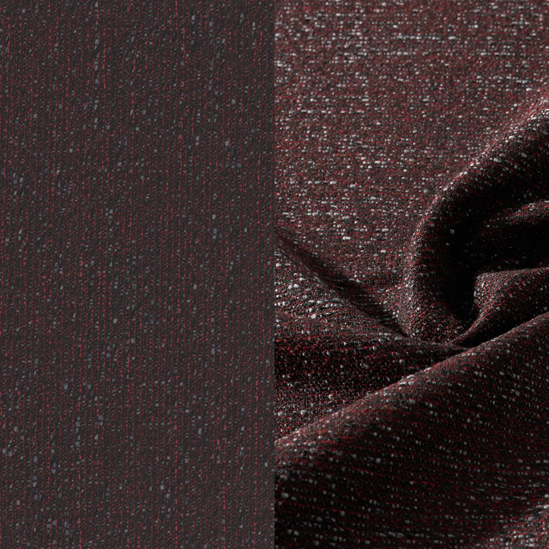 Orso loungeset in ruby aluminium en ruby verticaal geweven ronde rope met Tundra Red all weather sunbrella® luxe kussen