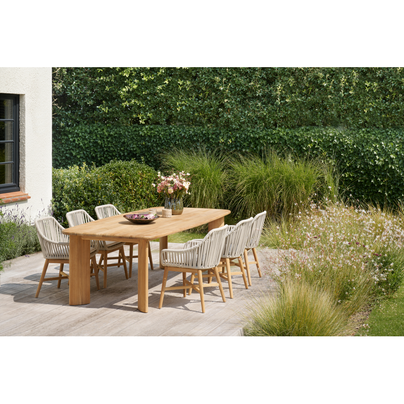 Gardo tuintafel bootvorm in teak - L 255 x B 115 x H 75 cm
