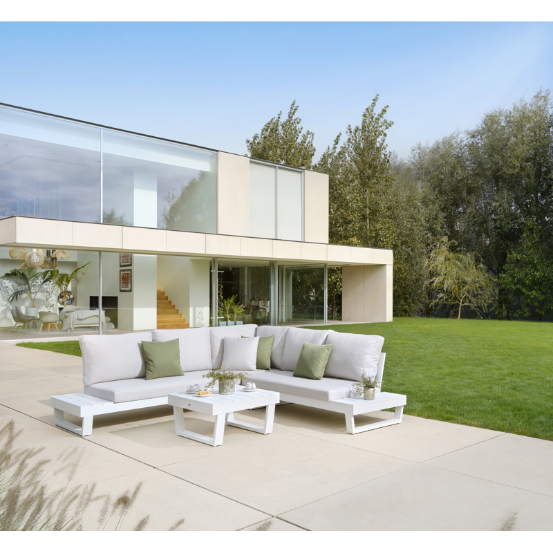 Modica loungetafel in wit aluminium - L 72 x B 72 x H 38 cm
