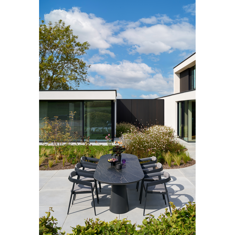 Donato tuinstoel in zwart aluminium