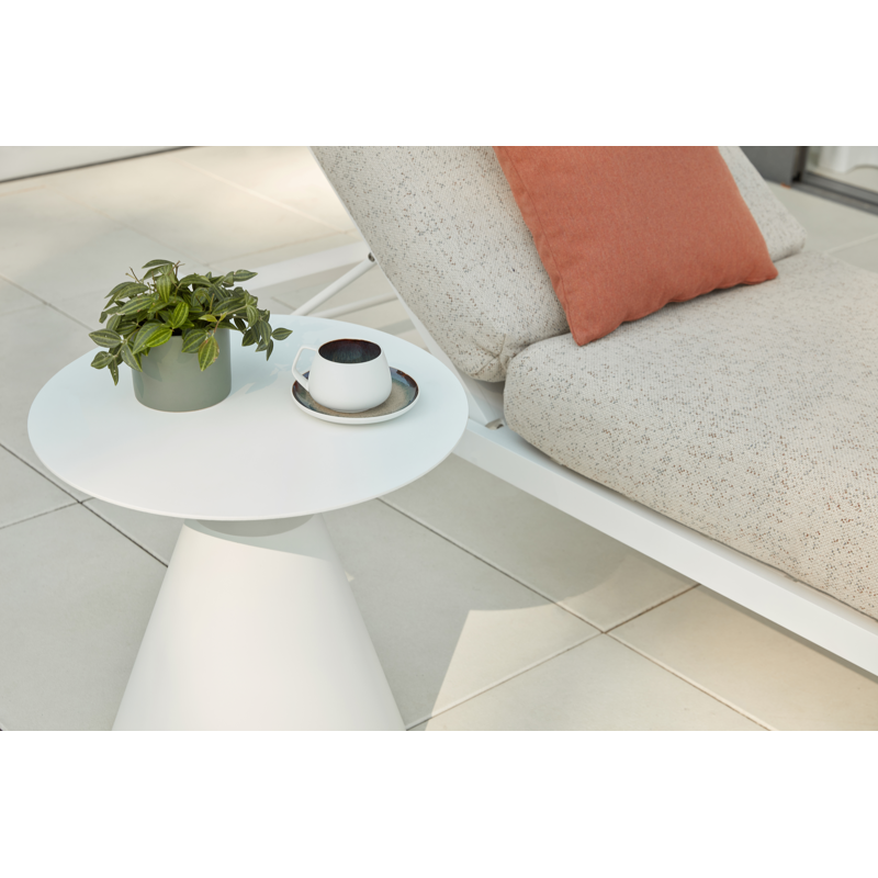 Table d'appoint Lucca en aluminium blanc - Diam. 50 x Haut. 50 cm