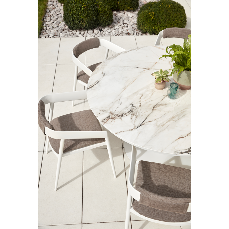 Donato tuinstoel in wit aluminium