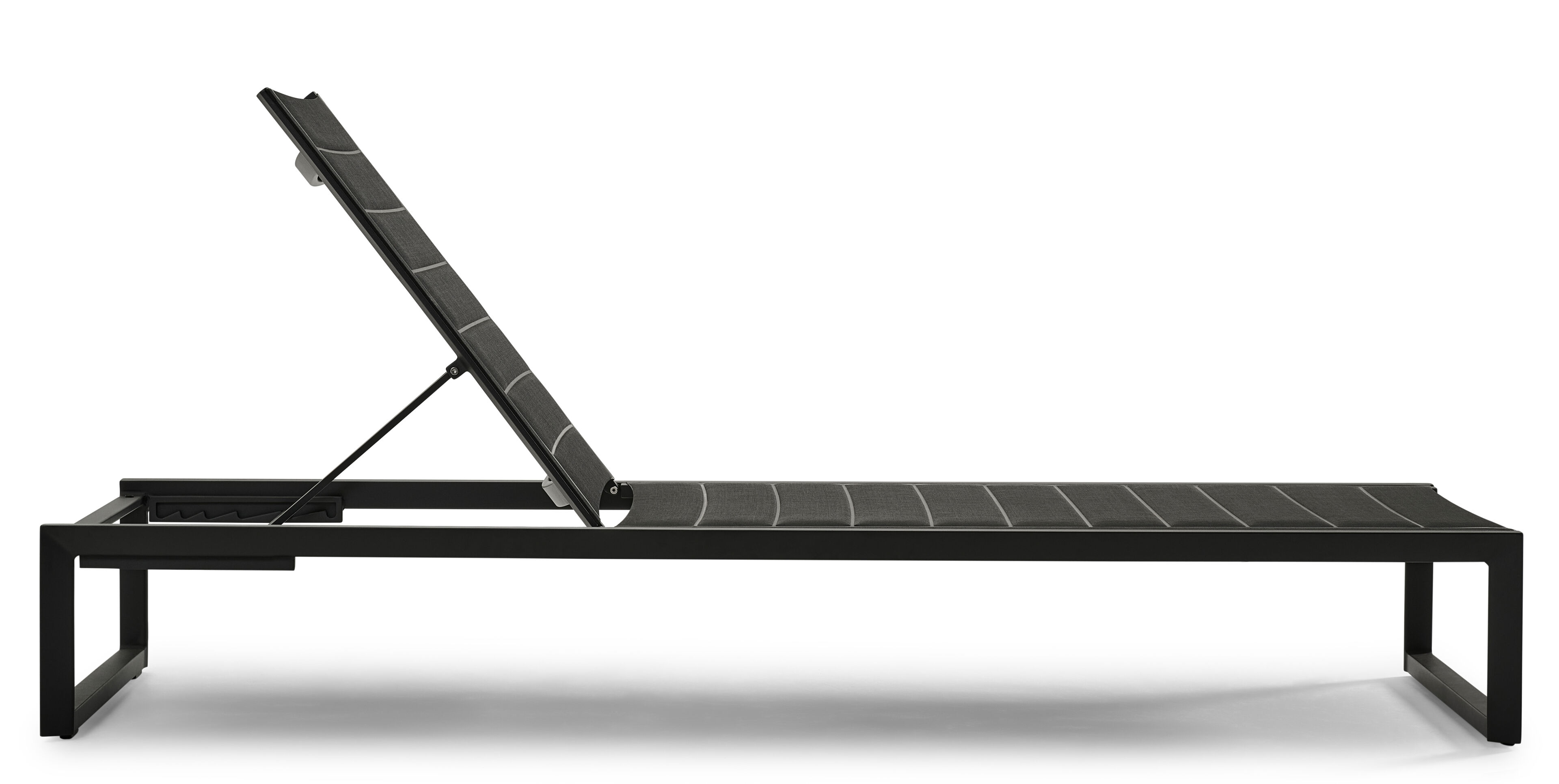 Chaise longue réglable Cirello en aluminium noir avec textilène confort noir