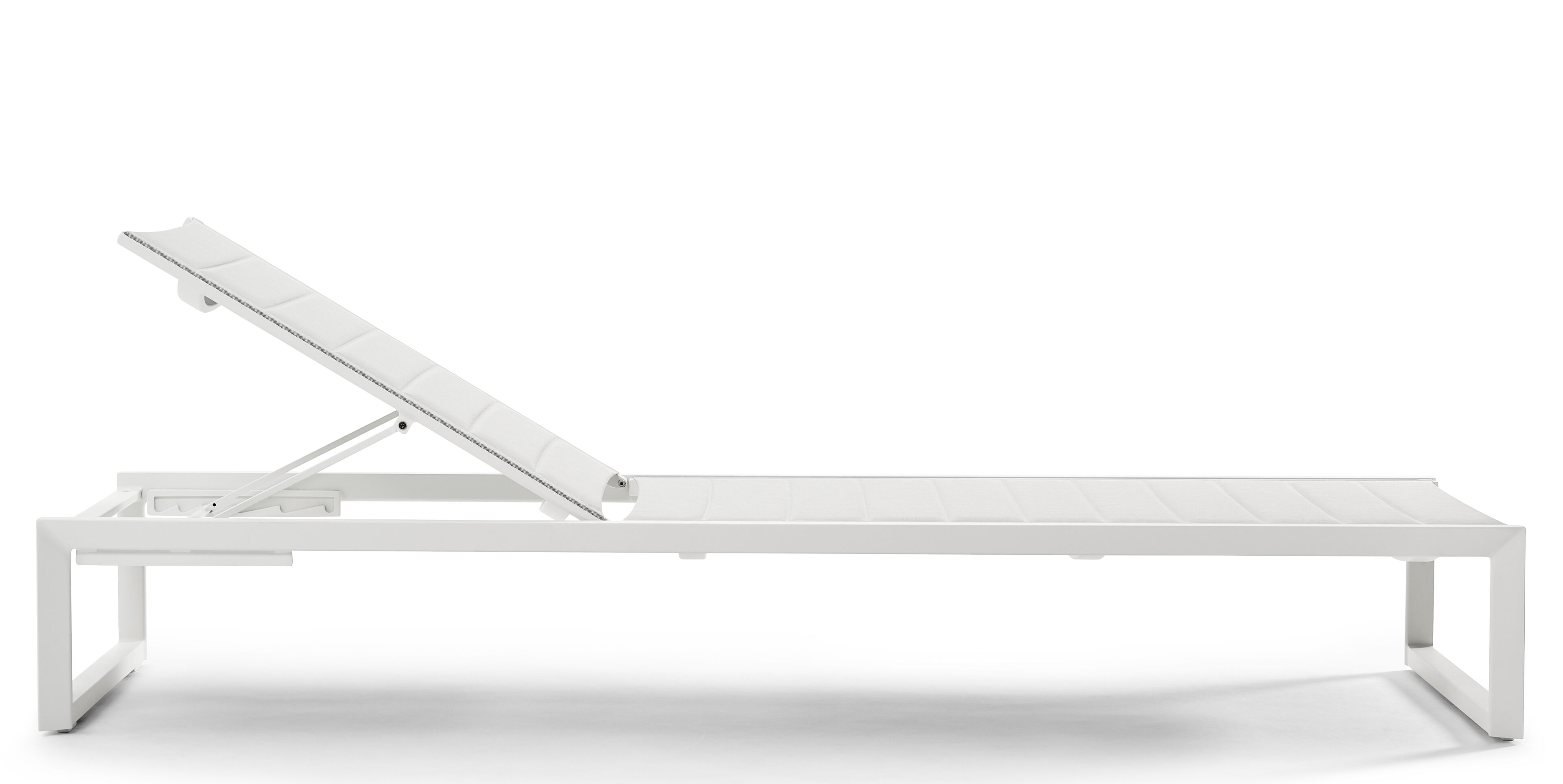 Chaise longue réglable Cirello en aluminium blanc avec textilène confort gris