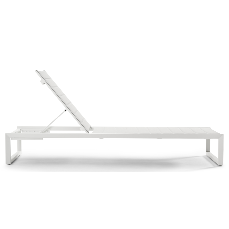 Chaise longue réglable Cirello en aluminium blanc avec textilène confort gris