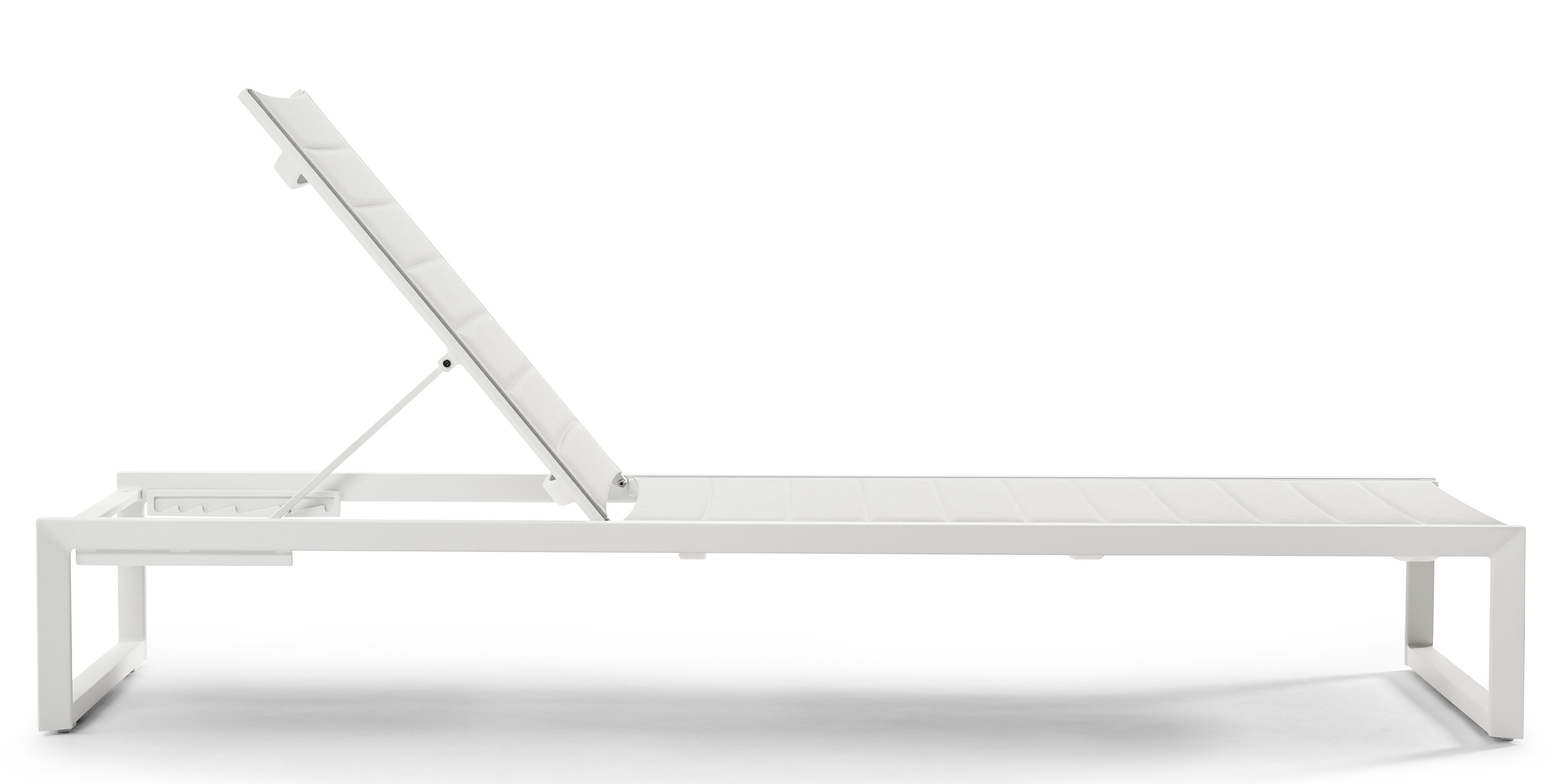 Chaise longue réglable Cirello en aluminium blanc avec textilène confort gris