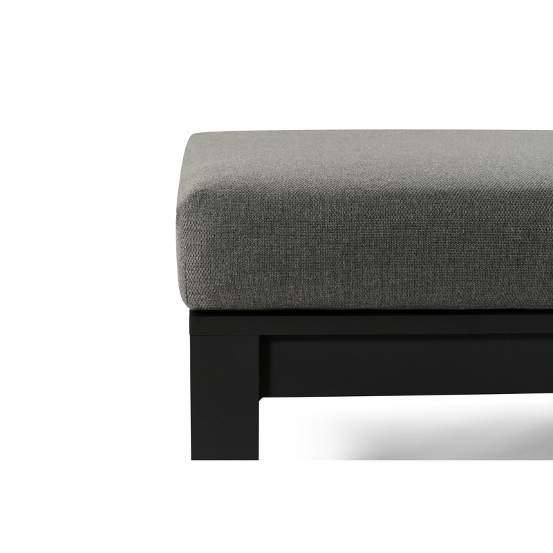 Occaro loungestoel tussenstuk in zwart aluminium met grijs weather+ softtouch kussen