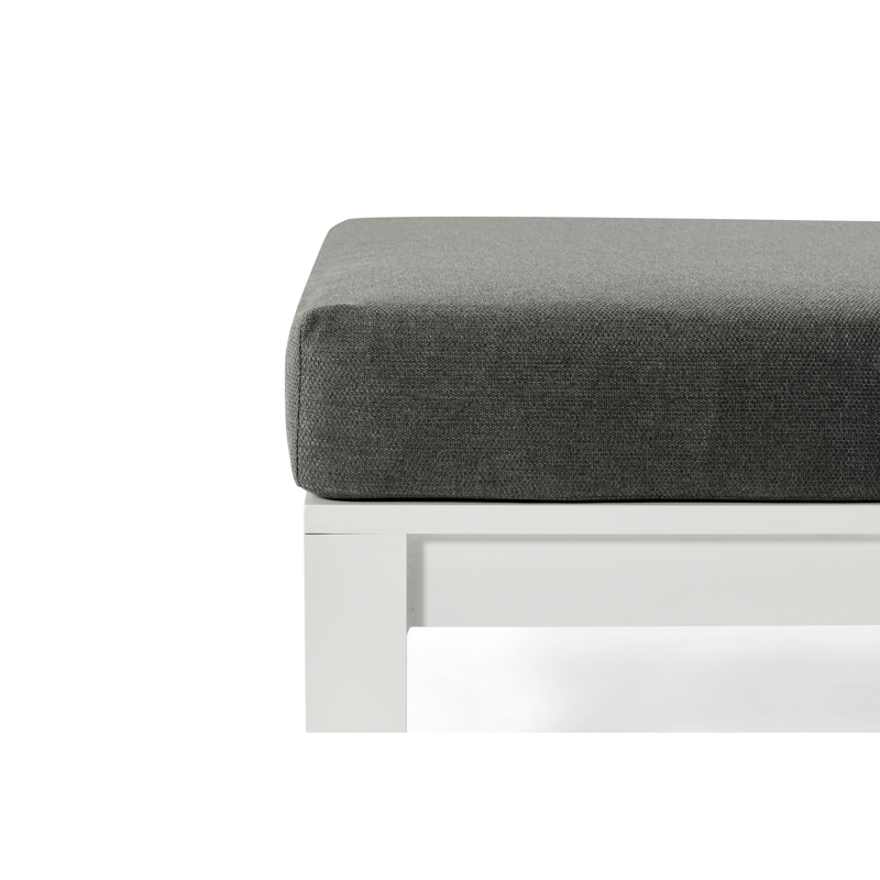 Occaro loungestoel tussenstuk in wit aluminium met grijs weather+ softtouch kussen