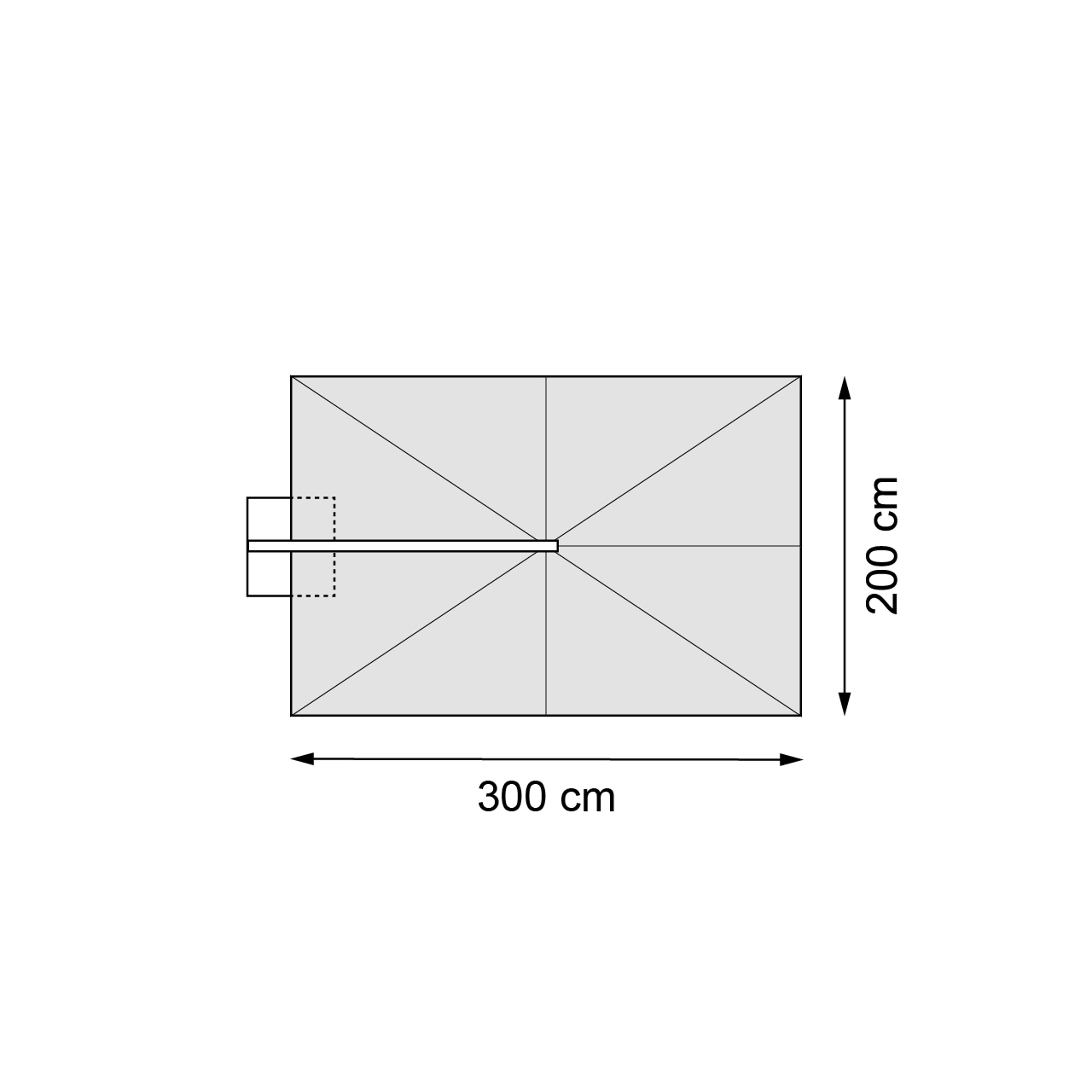 Parasol pendant Avola avec fonction tilt en aluminium beige et toile de parasol en All weather sunbrella premium Natte Linnen Chalk - L g1. 200 x Lg 2. 300 (sans pied de parasol)