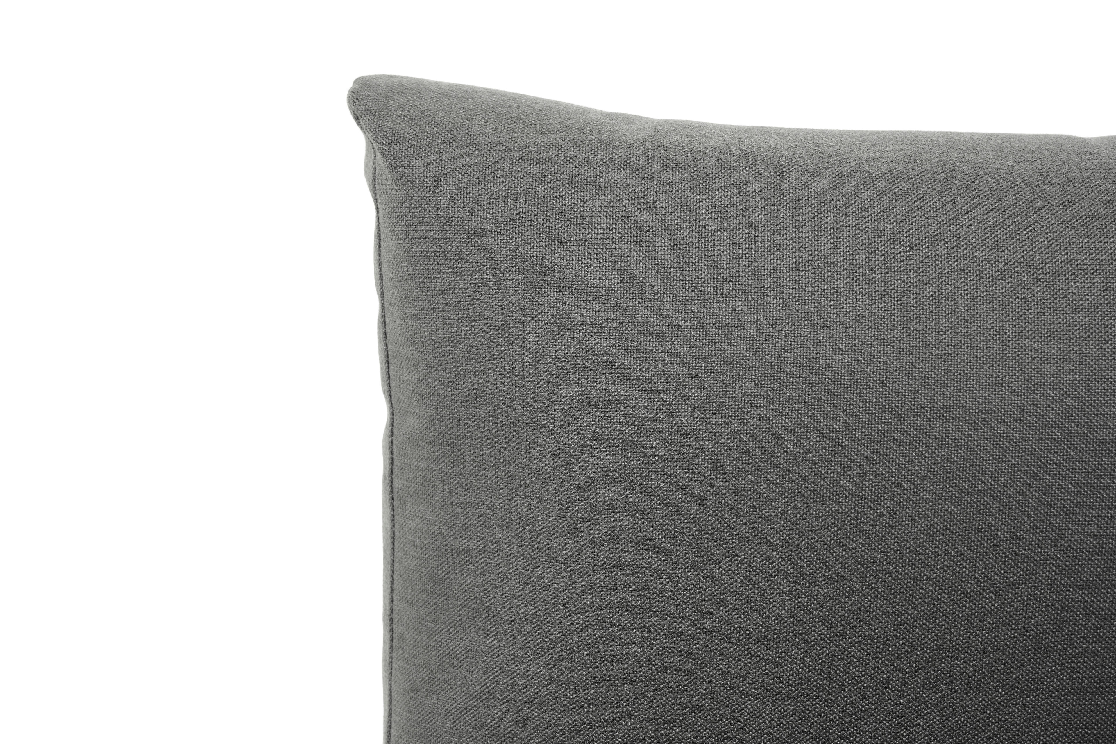 Pouf Caldela en aluminium blanc avec coussin en polyester gris