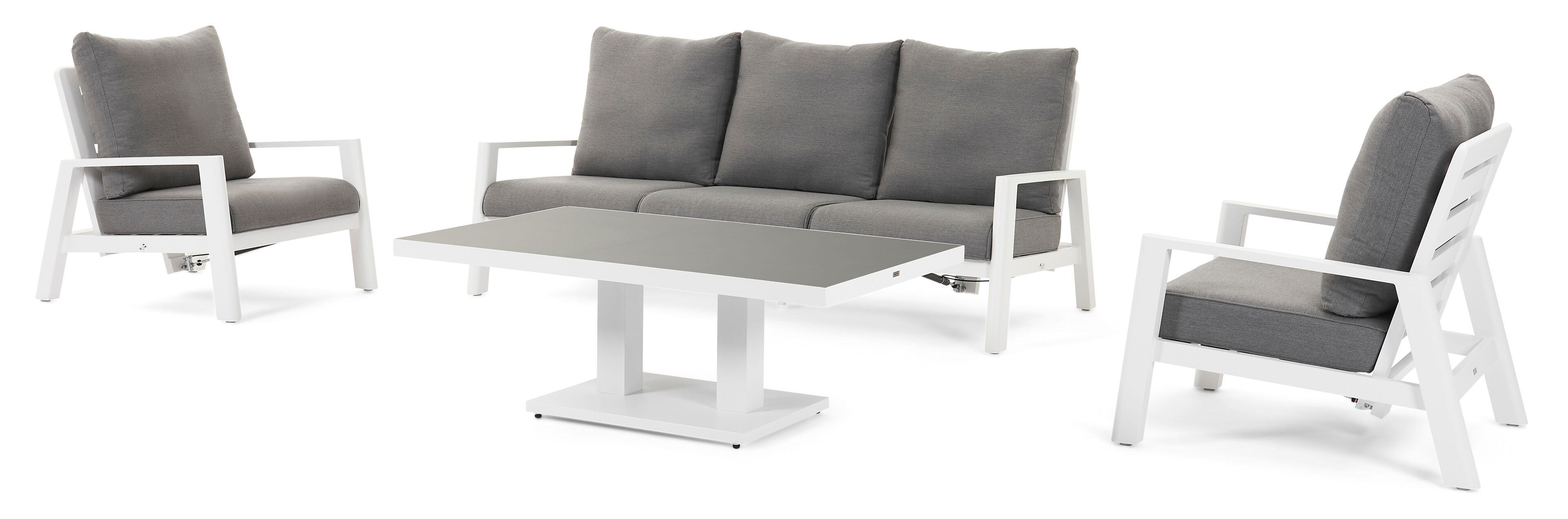 Cirello lounge 1-zit in wit aluminium
