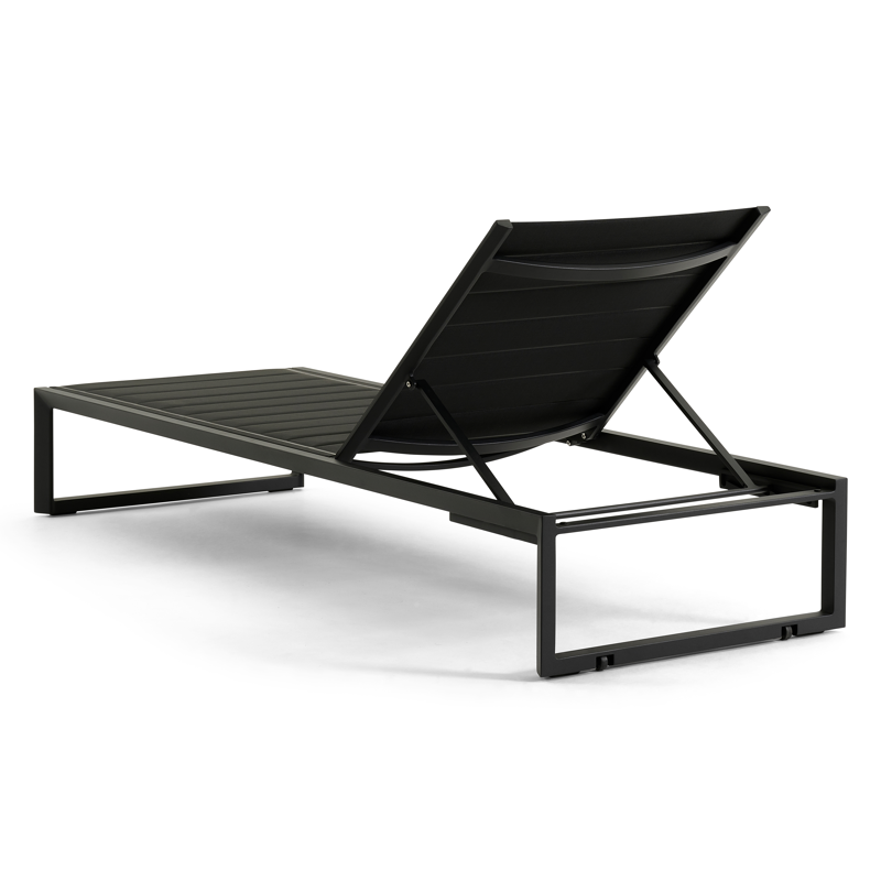 Cirello verstelbaar ligbed in zwart aluminium met zwart comfort textilene