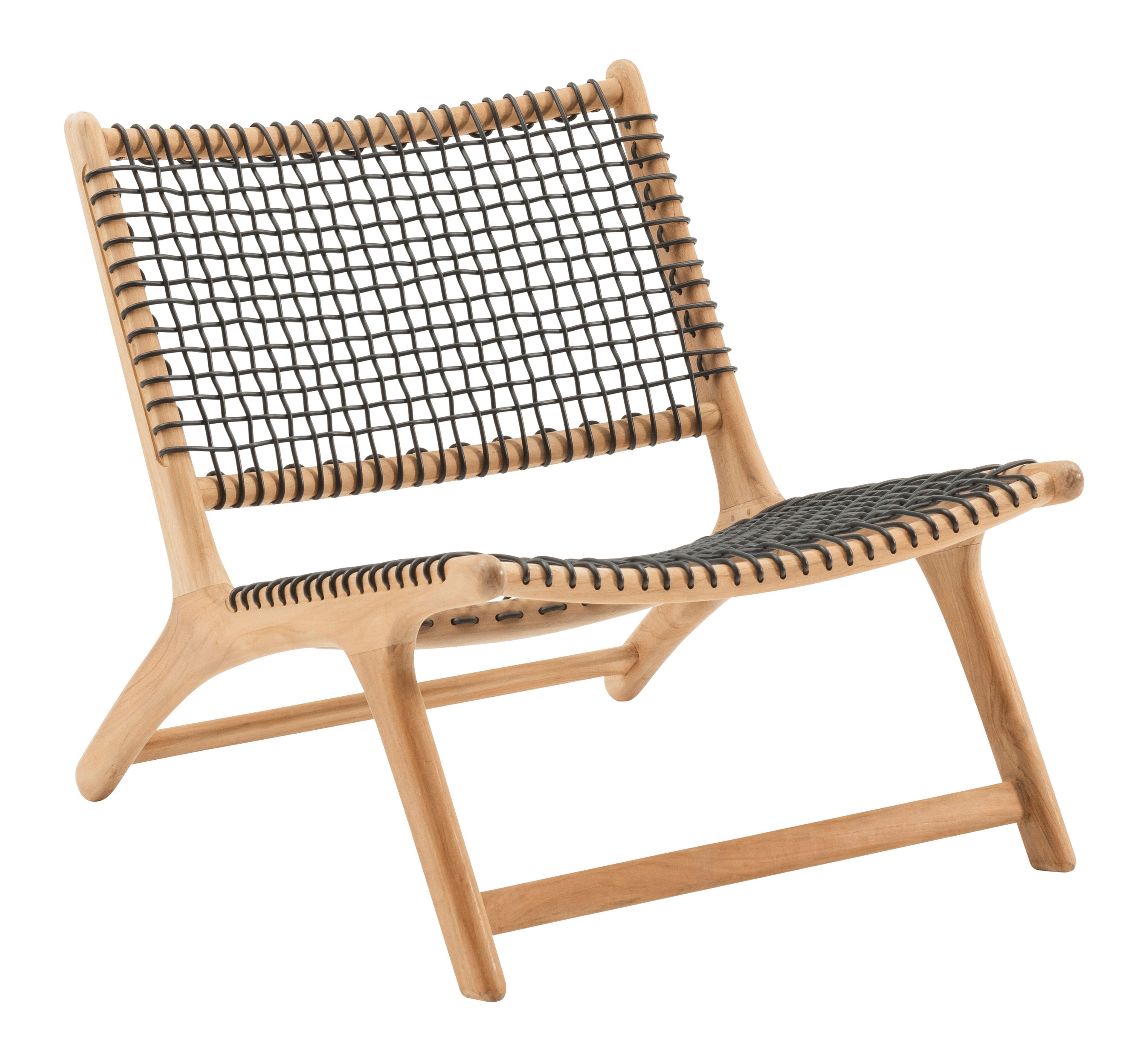 Fauteuil de jardin Cosito 1-pl en teck et résine tressée noir