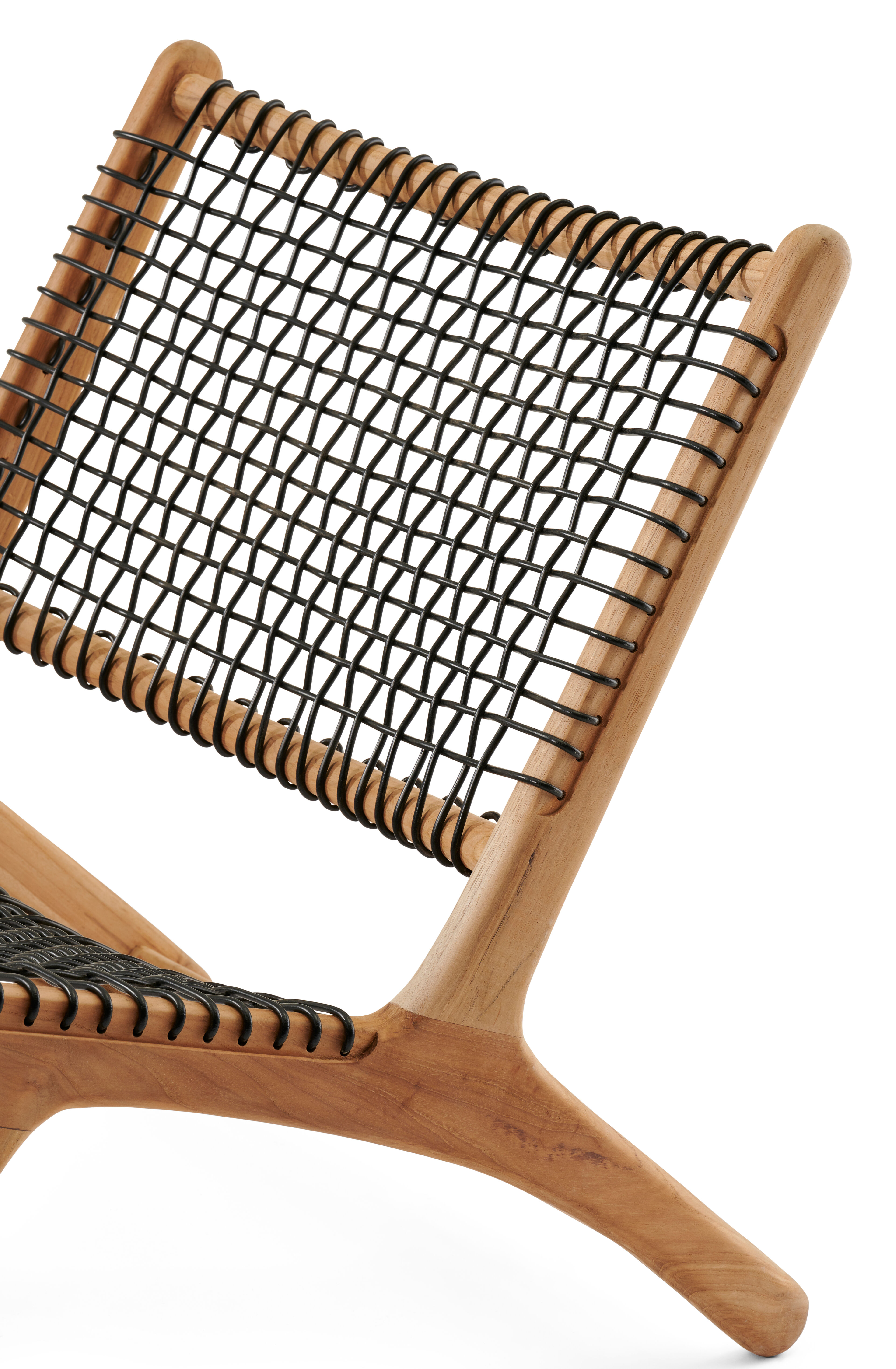 Fauteuil de jardin Cosito 1-pl en teck et résine tressée noir