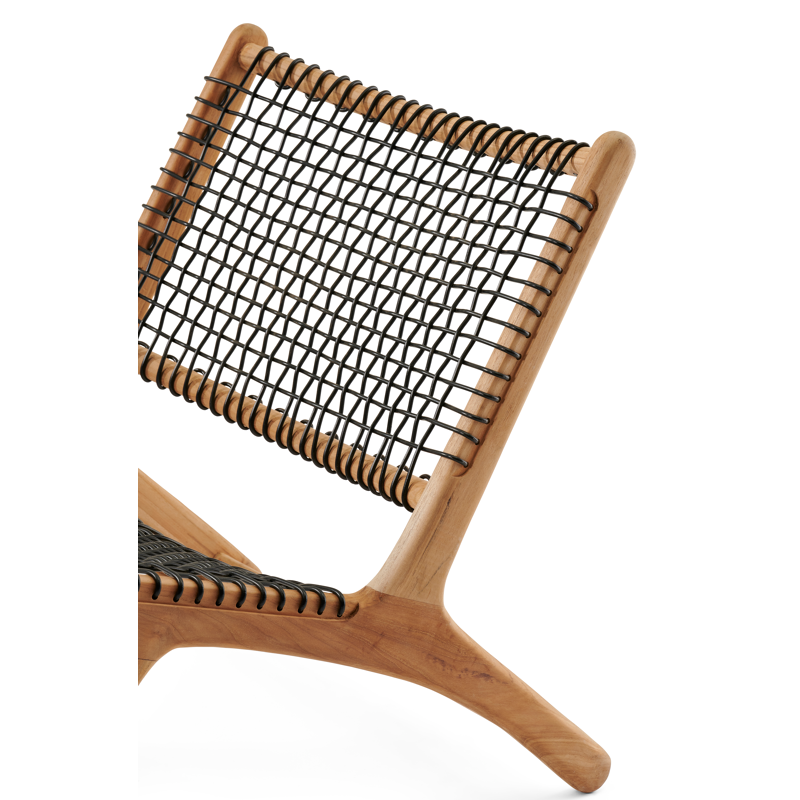 Fauteuil de jardin Cosito 1-pl en teck et résine tressée noir