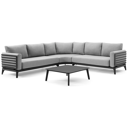 Mosa loungeset in zwart aluminium met grijs weather+ softtouch en loungetafel