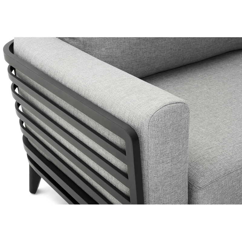 Mosa loungestoel in zwart aluminium met grijs All Weather Olefin kussen