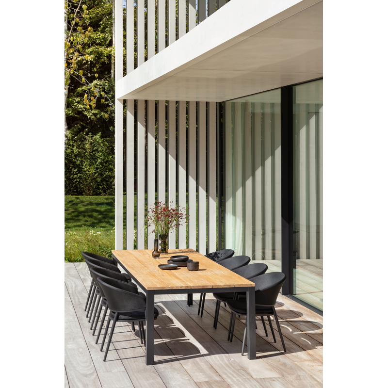 Lacrima tuinstoel in zwart aluminium en zwart comfort textilene