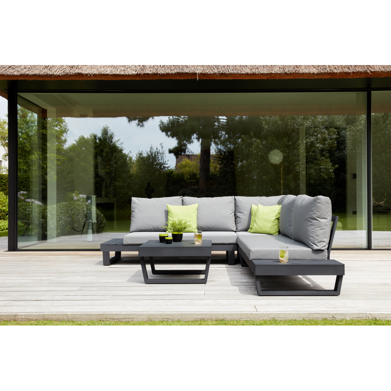 Modica loungetafel in zwart aluminium - L 72 x B 72 x H 38 cm