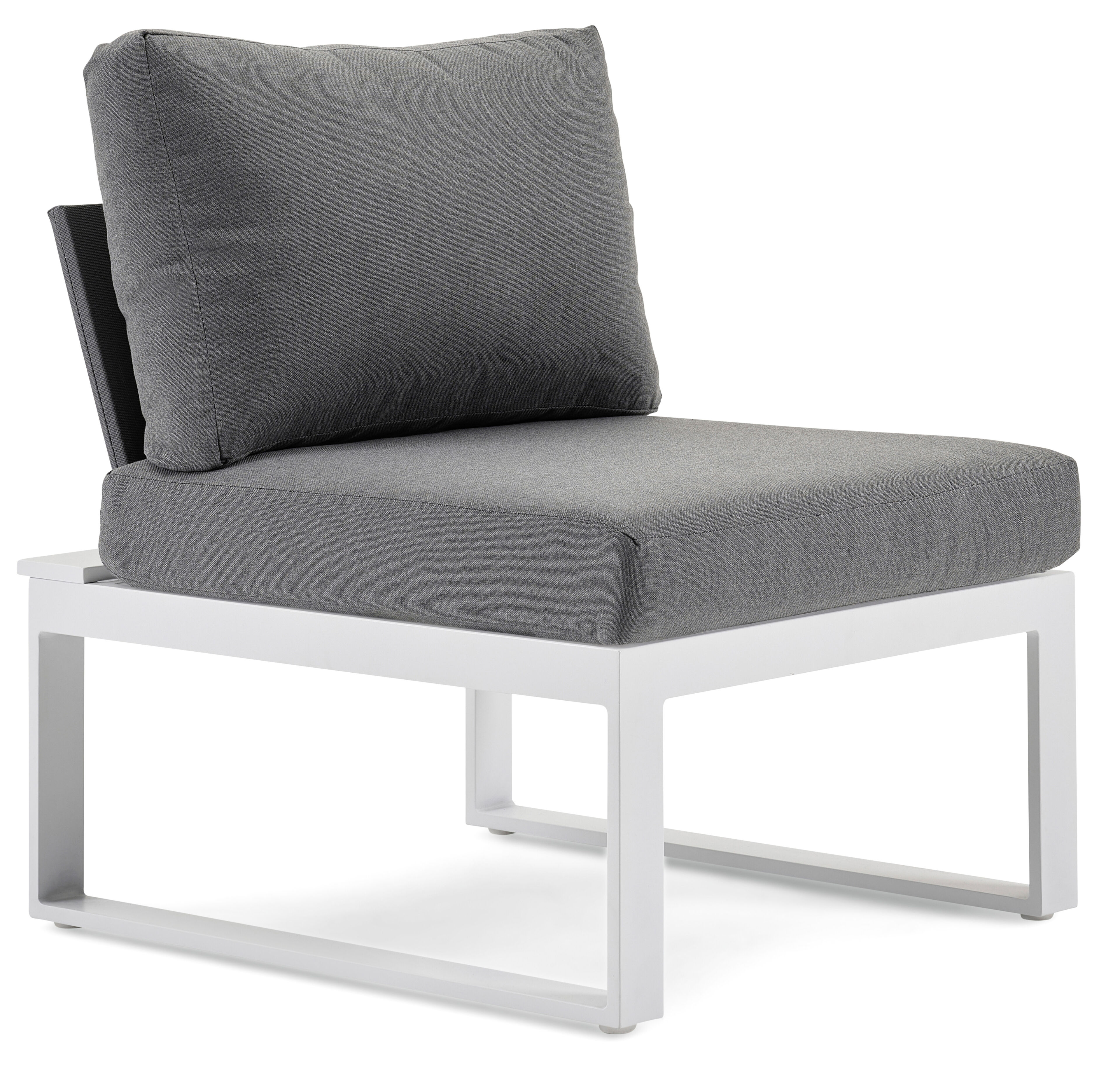 Fauteuil de jardin Merida en aluminium blanc avec coussin en polyester gris